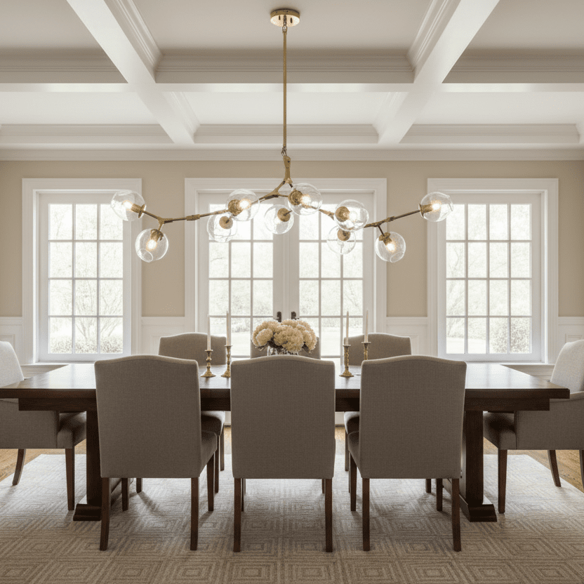 75" Brass/Clear glass in formal dining