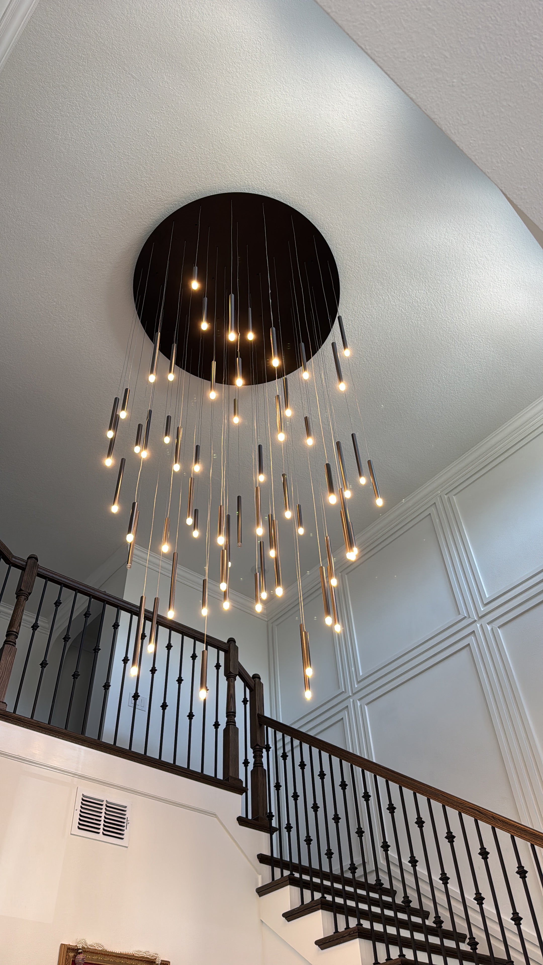 Bellini Round Metal Tubular Pendant Light Chandelier