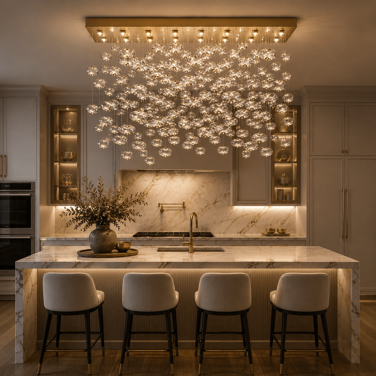 Fountaine Rectangle Bubble Glass Globe Chandelier