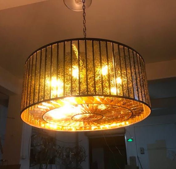 Round Mercury Glass Chandelier