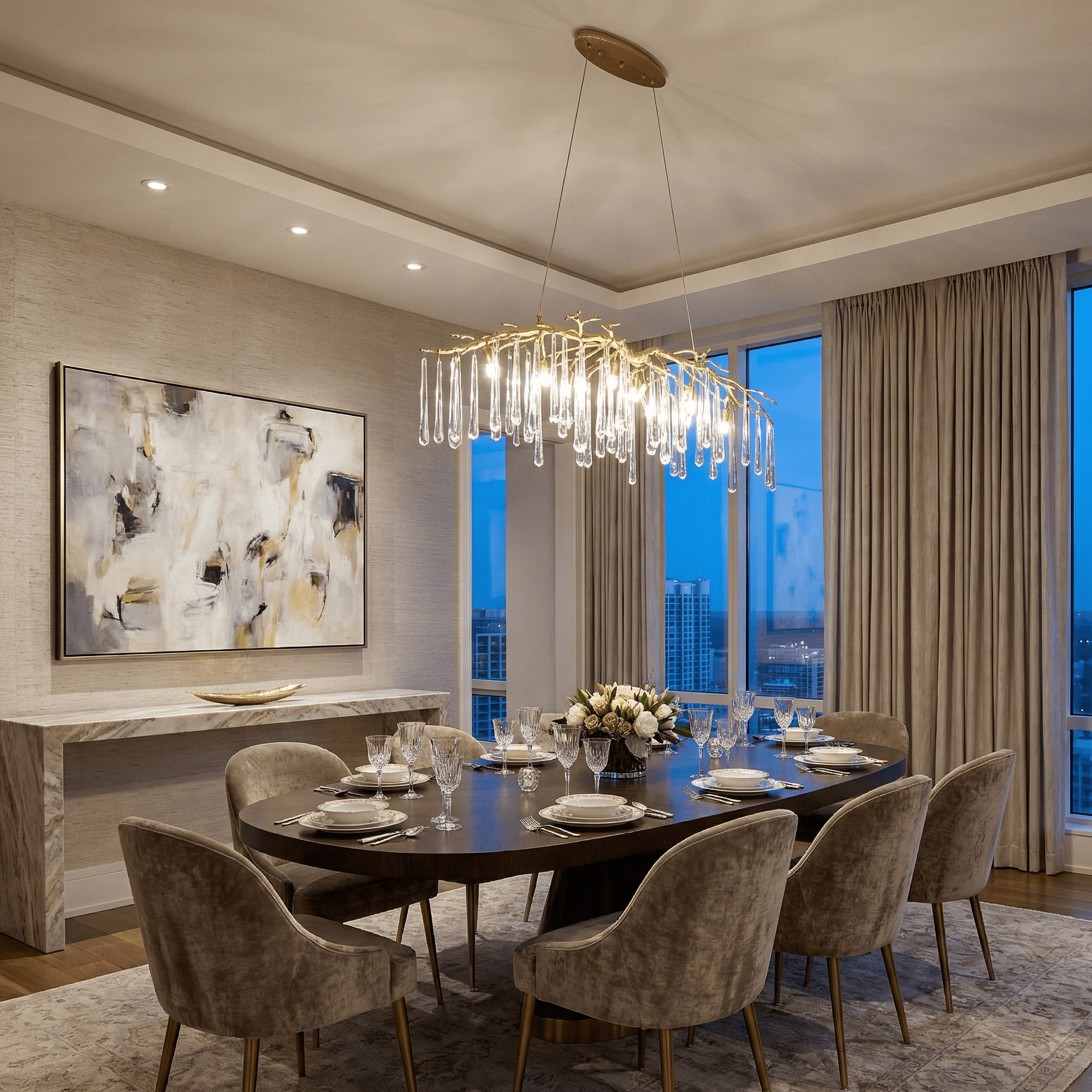 Livio Linear Organic Branching  Chandelier