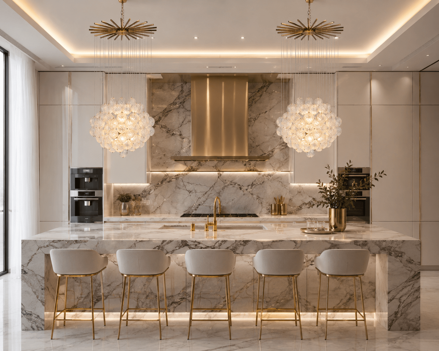 Solara Sunburst Bubble Glass Chandelier