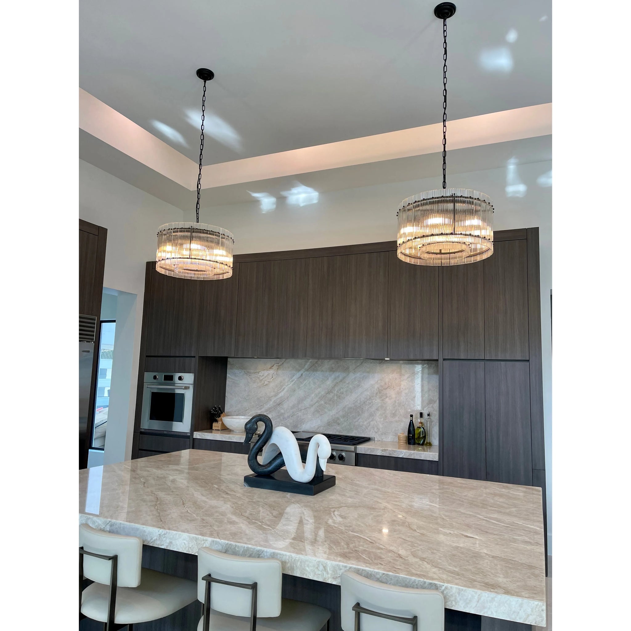 Carmel Round Ribbed Glass Chandelier