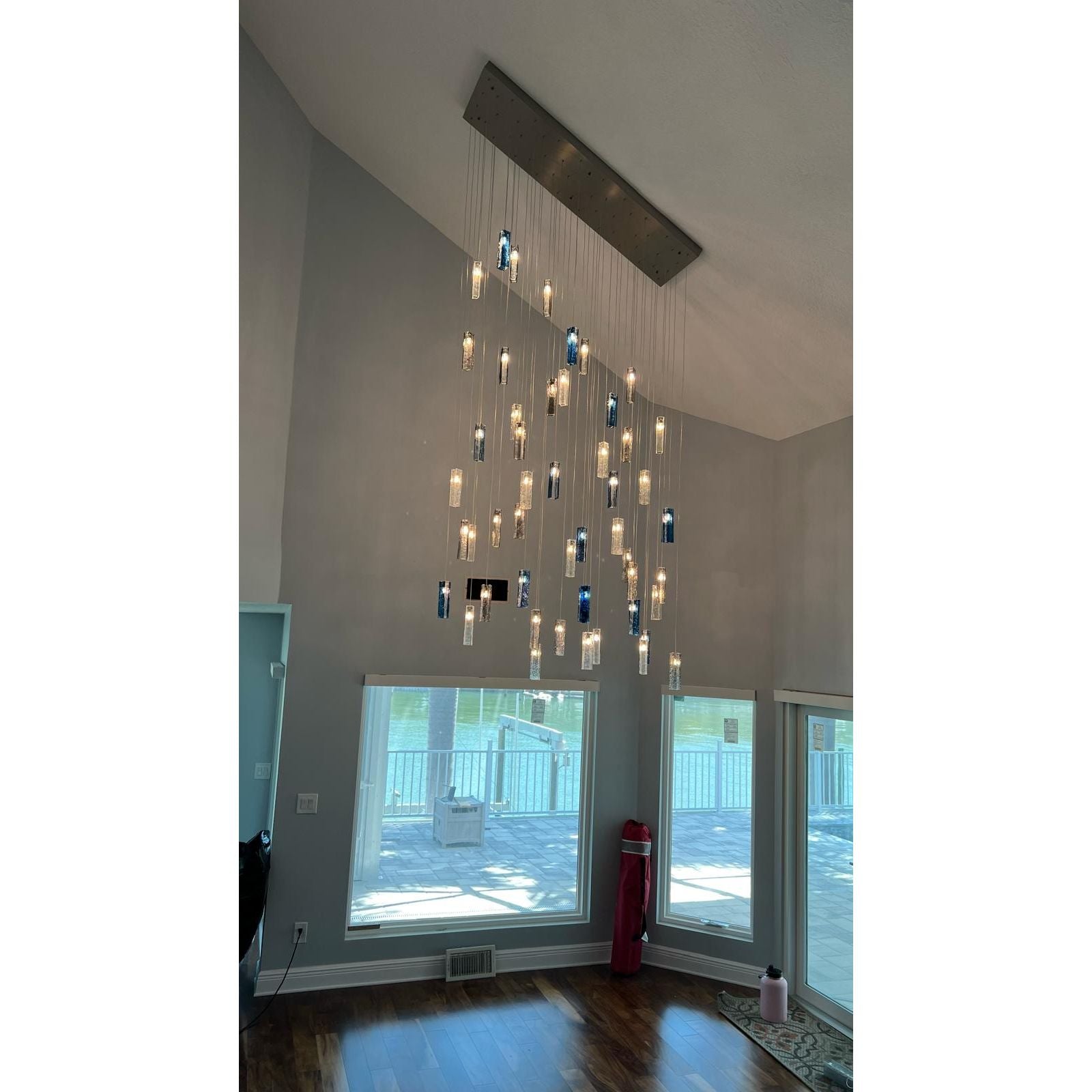 Rain Rectangular Cluster Glass tile Pendant Chandelier