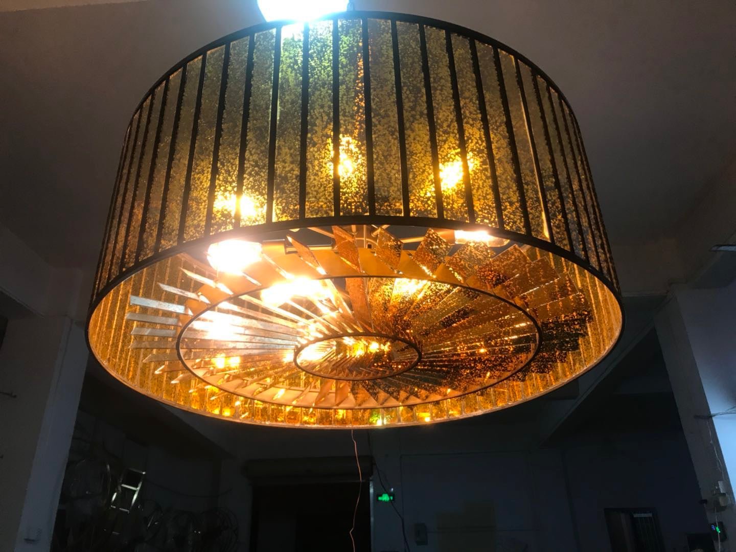 Round Mercury Glass Chandelier