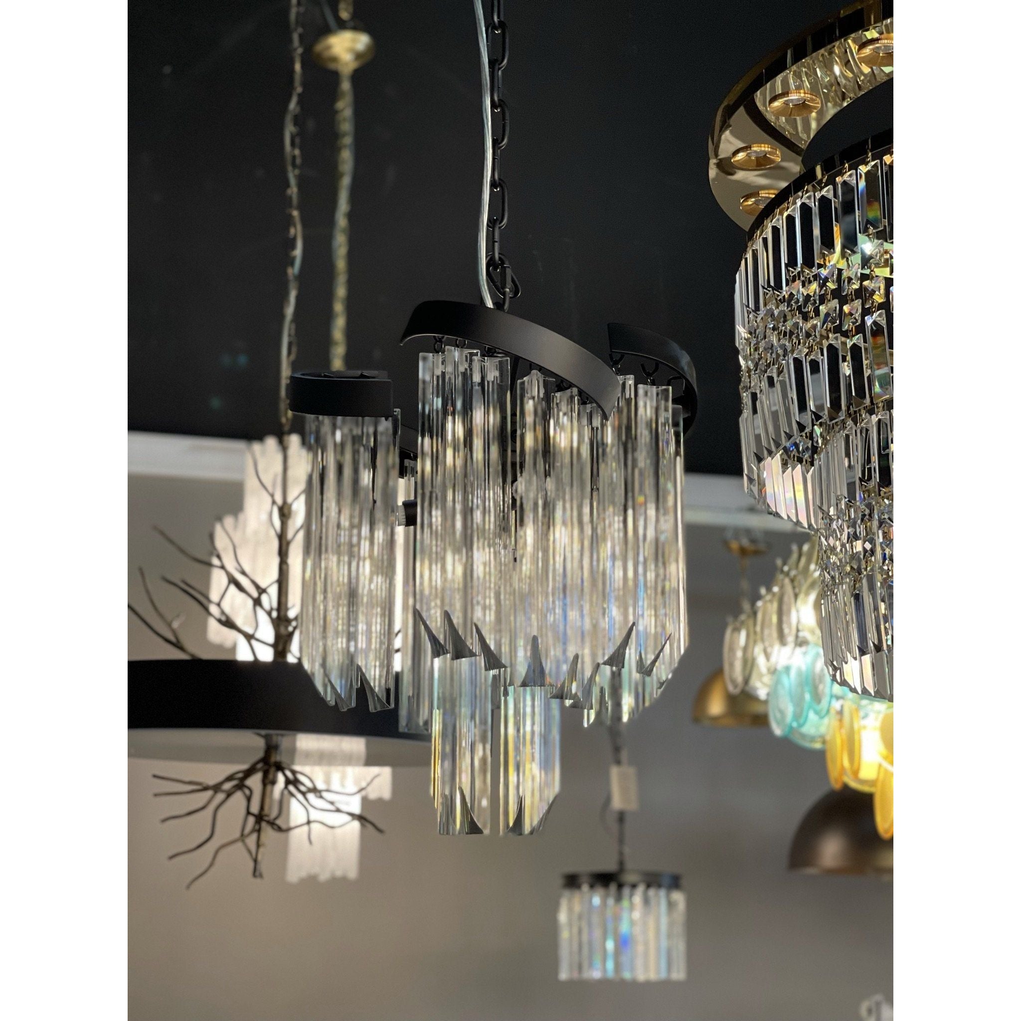 Twin Palms Round Crystal Chandelier - Italian Concept