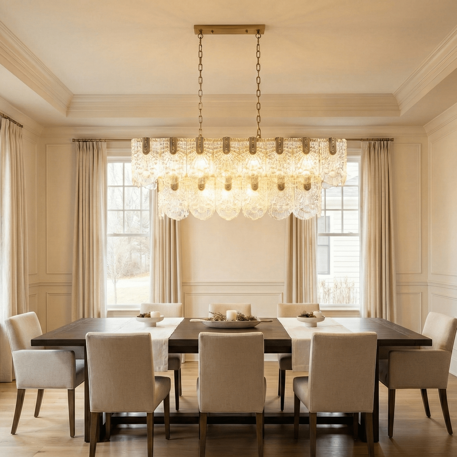 Jacques Brass Crystal Rectangle Chandelier - Chandelier