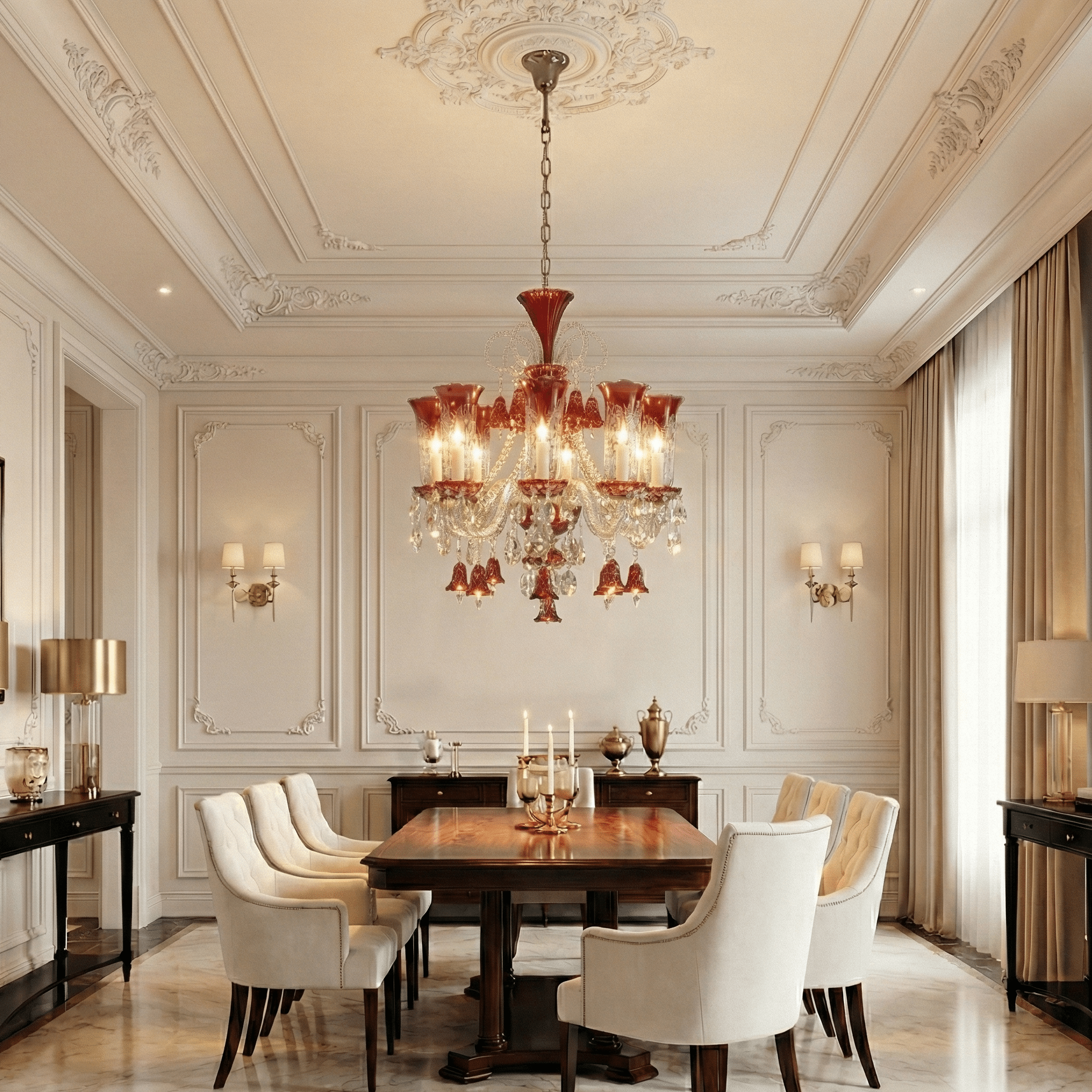 Marbella Garnier Red Crystal Chandelier