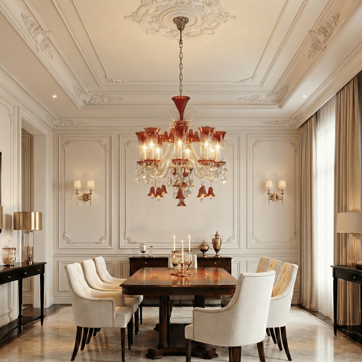 Marbella Garnier Red Crystal Chandelier