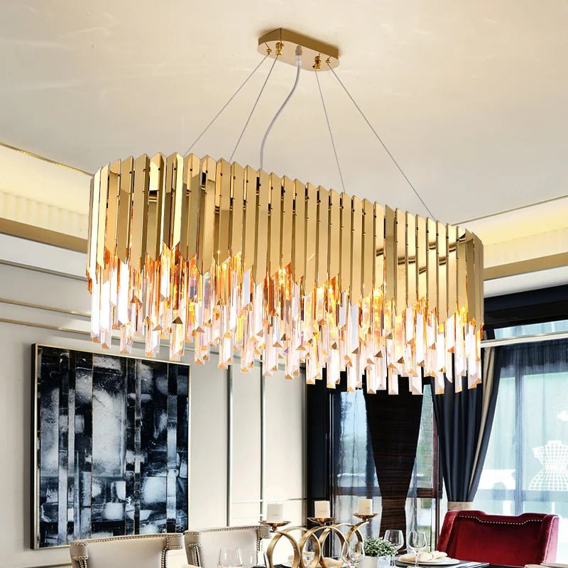 Arrows Steel Crystal Chandelier Round