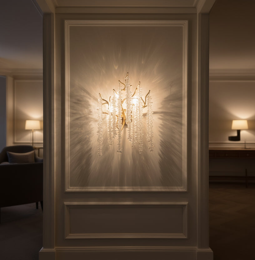 Catherine crystal wall sconce in champagne gold finish by Italian Concept USA