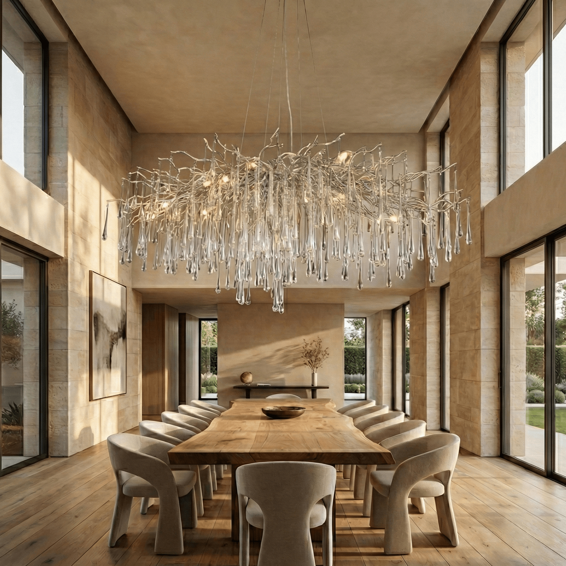 Lukas Oval Branching Brass Linear Teardrop Chandelier - Chandelier