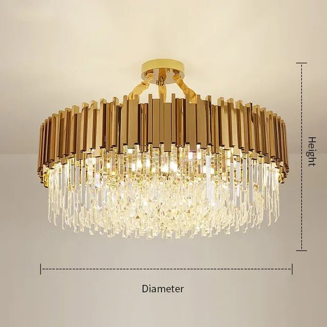 Colonnade Semi-Flushmount Round Crystal Chandelier