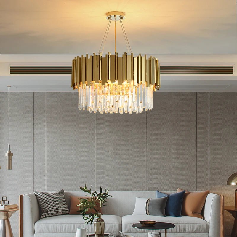 Colonnade Semi-Flushmount Round Crystal Chandelier