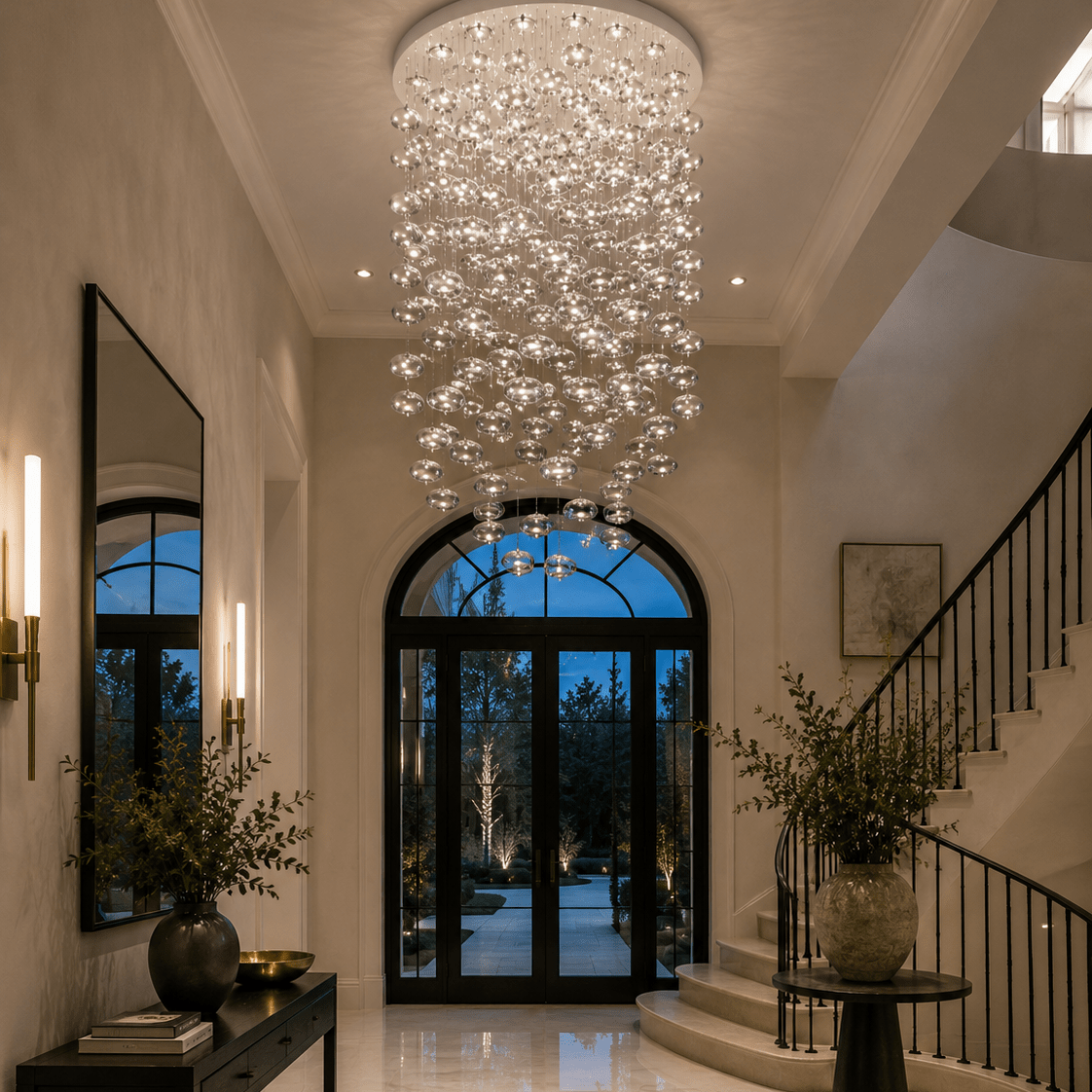 Fountaine Round Bubble Glass Globe Chandelier