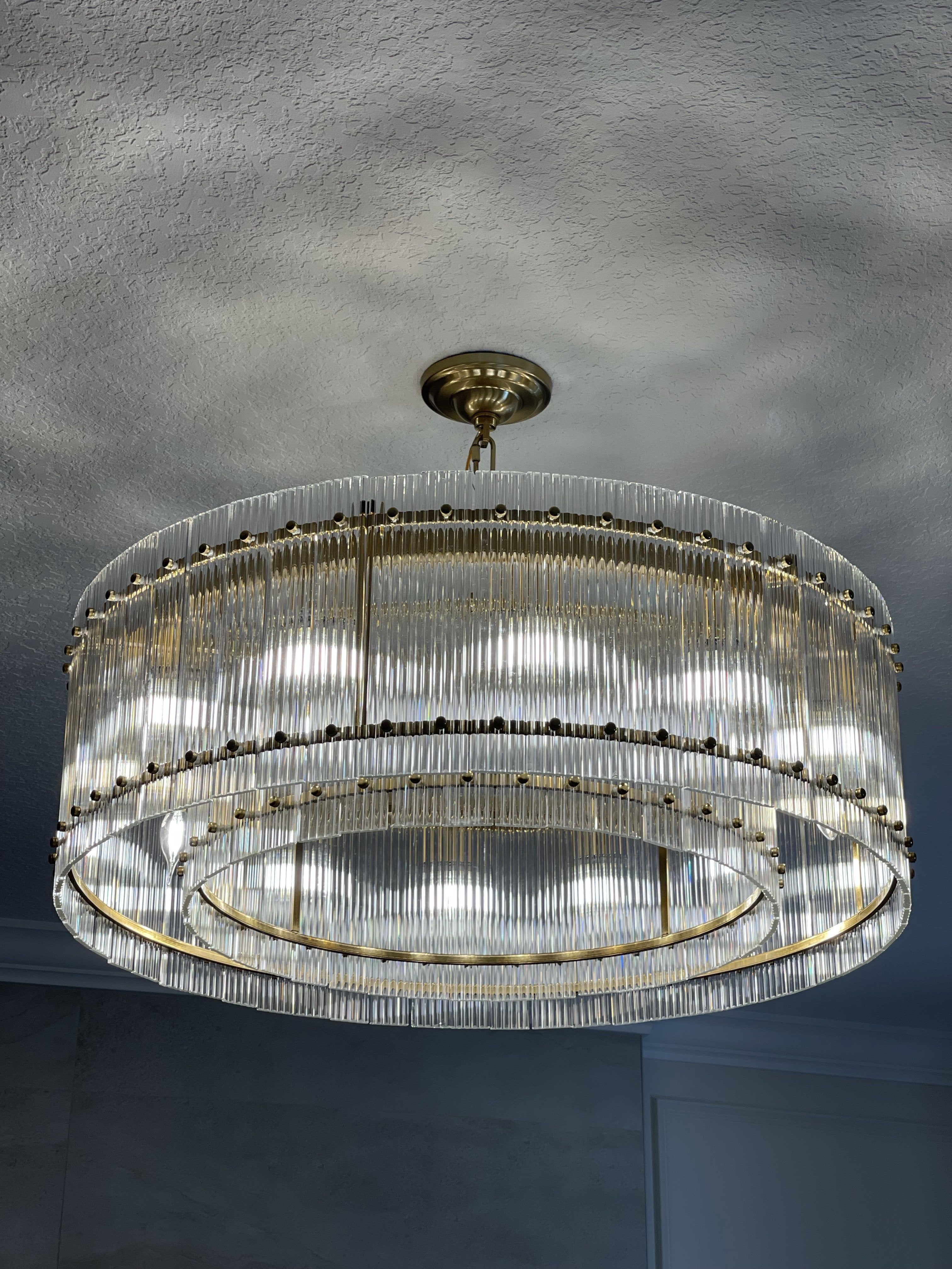 Carmel Round Ribbed Glass Tile Chandelier - Italian Concept - Size