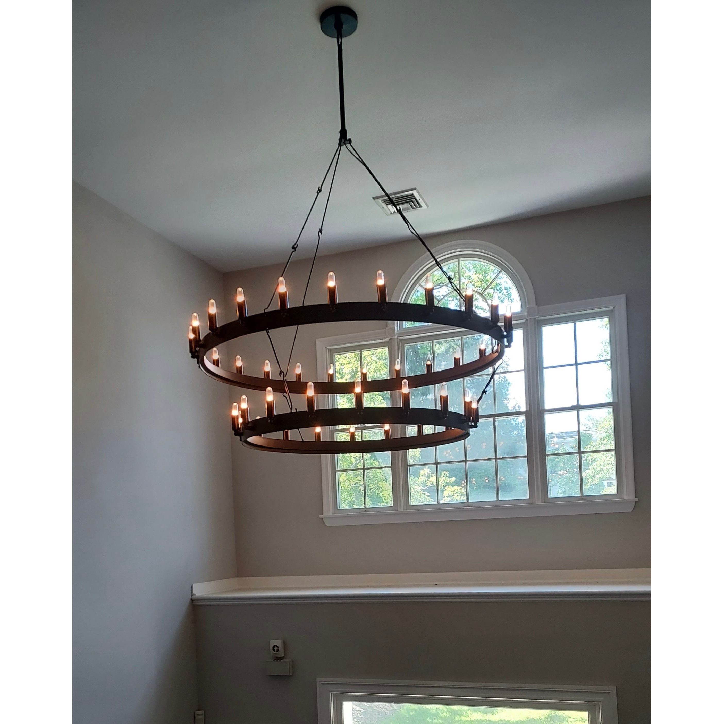 Wheel Barrel Vintage Round 2-Tier Chandelier