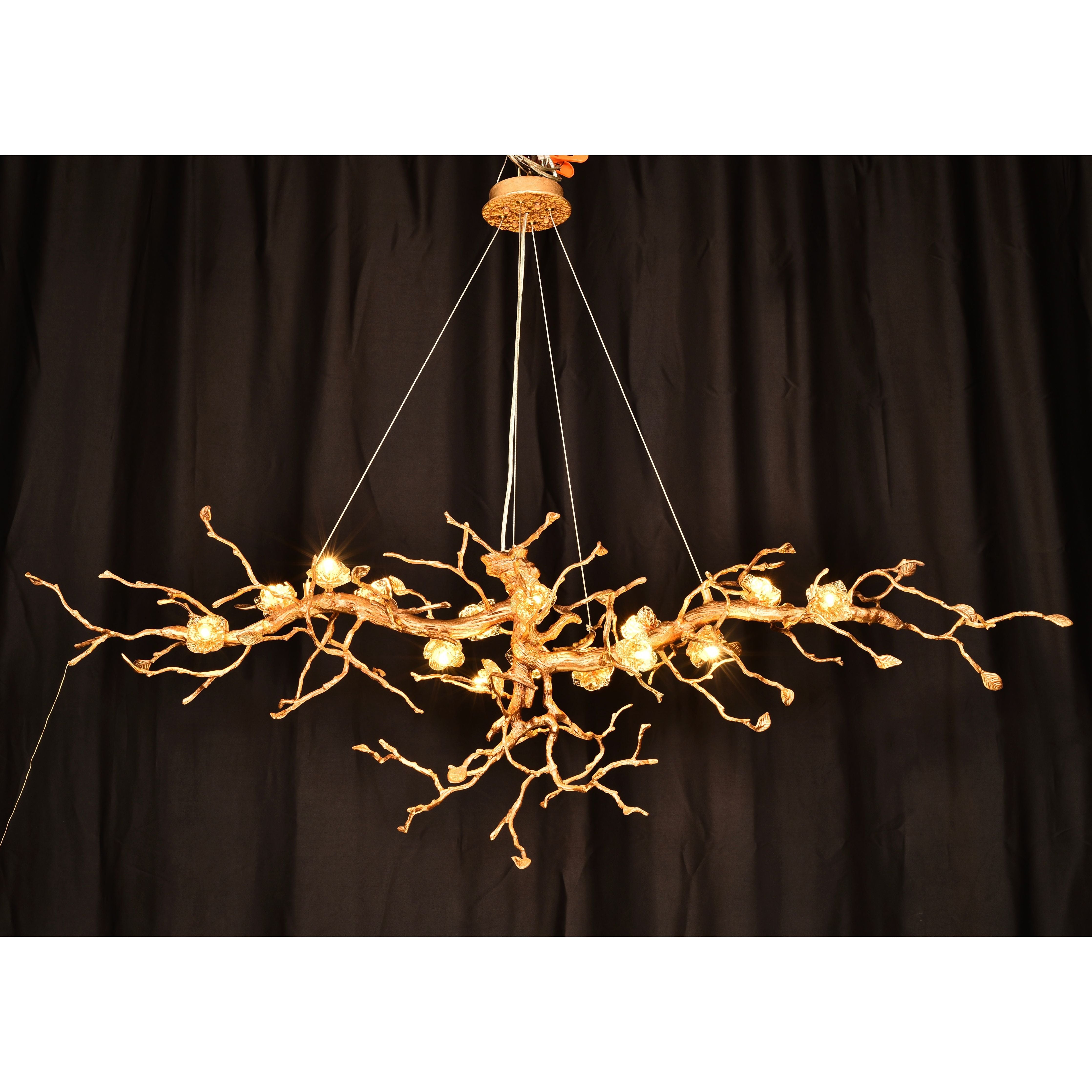 Livio Gemstone Branching Brass Round Chandelier