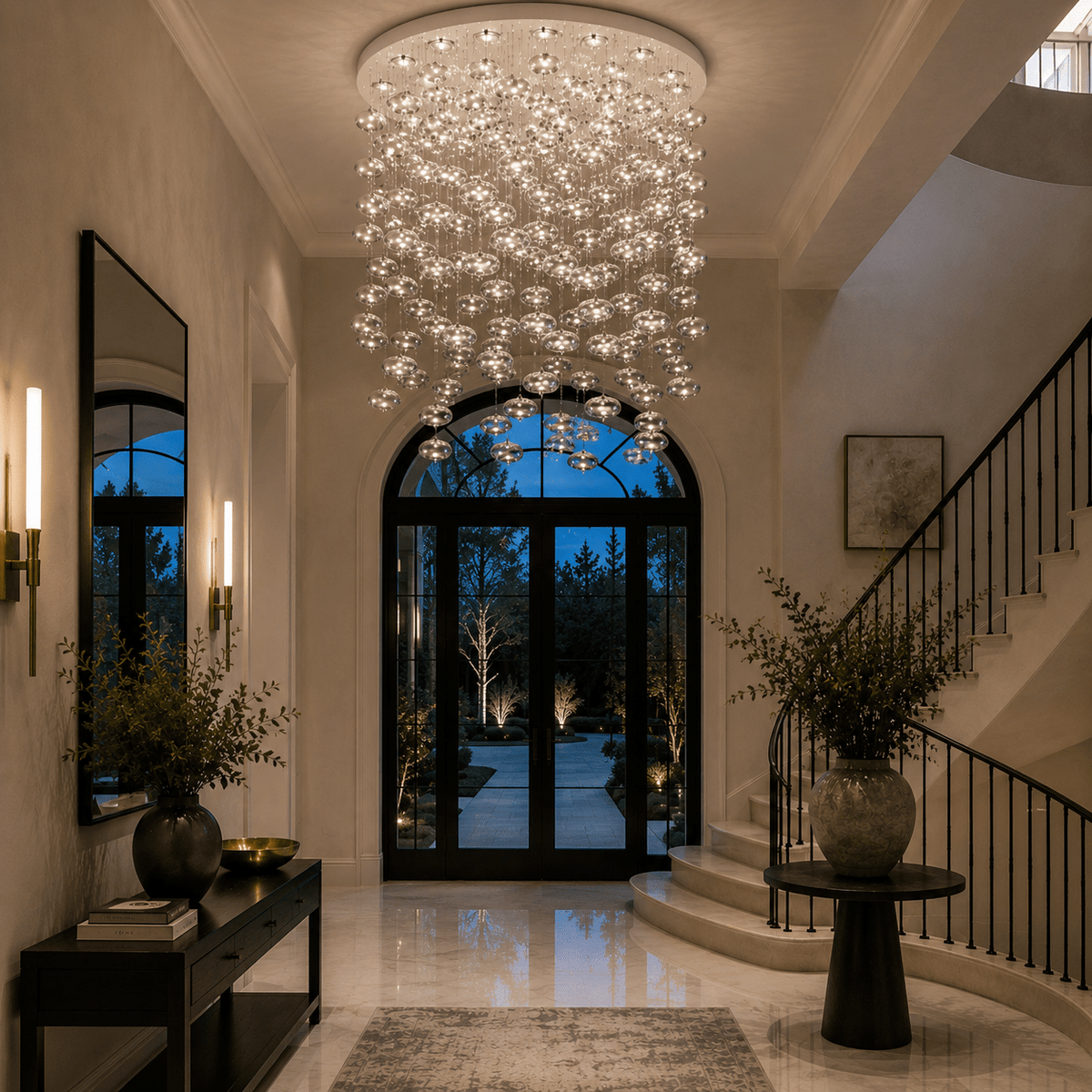Fountaine Round Bubble Glass Globe Chandelier