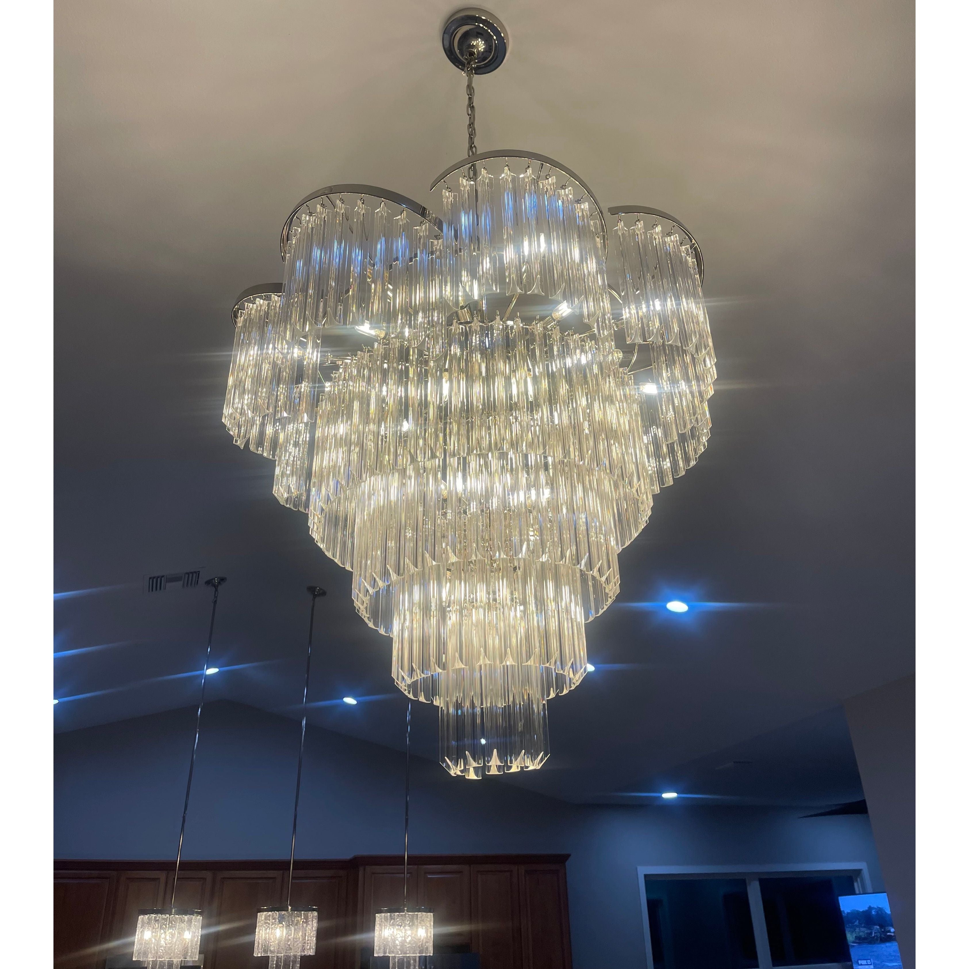 Twin Palms Round Crystal Chandelier - Italian Concept