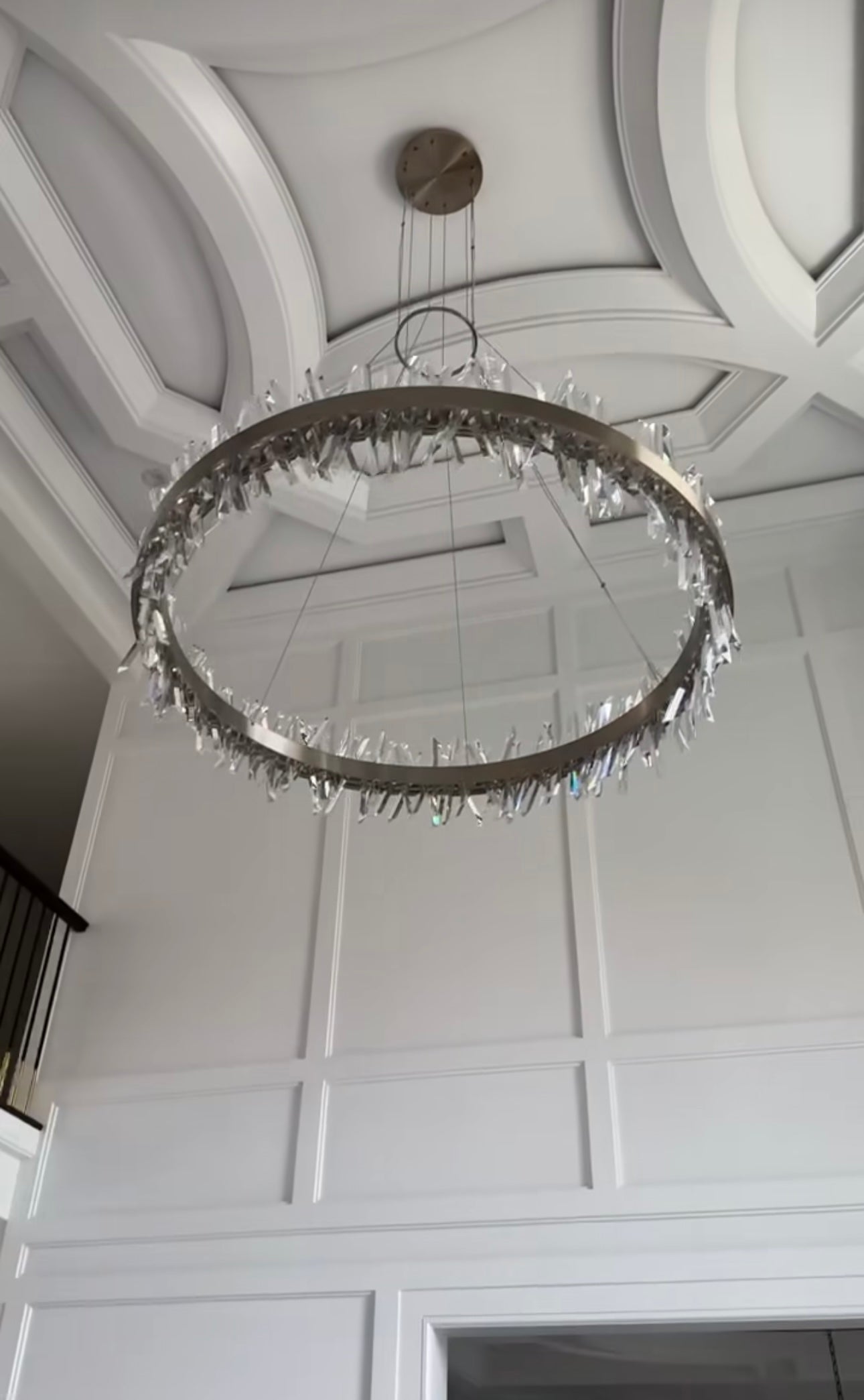 40" Glacius Polished Chrome LED Crystal Pendant Light - Italian Concept