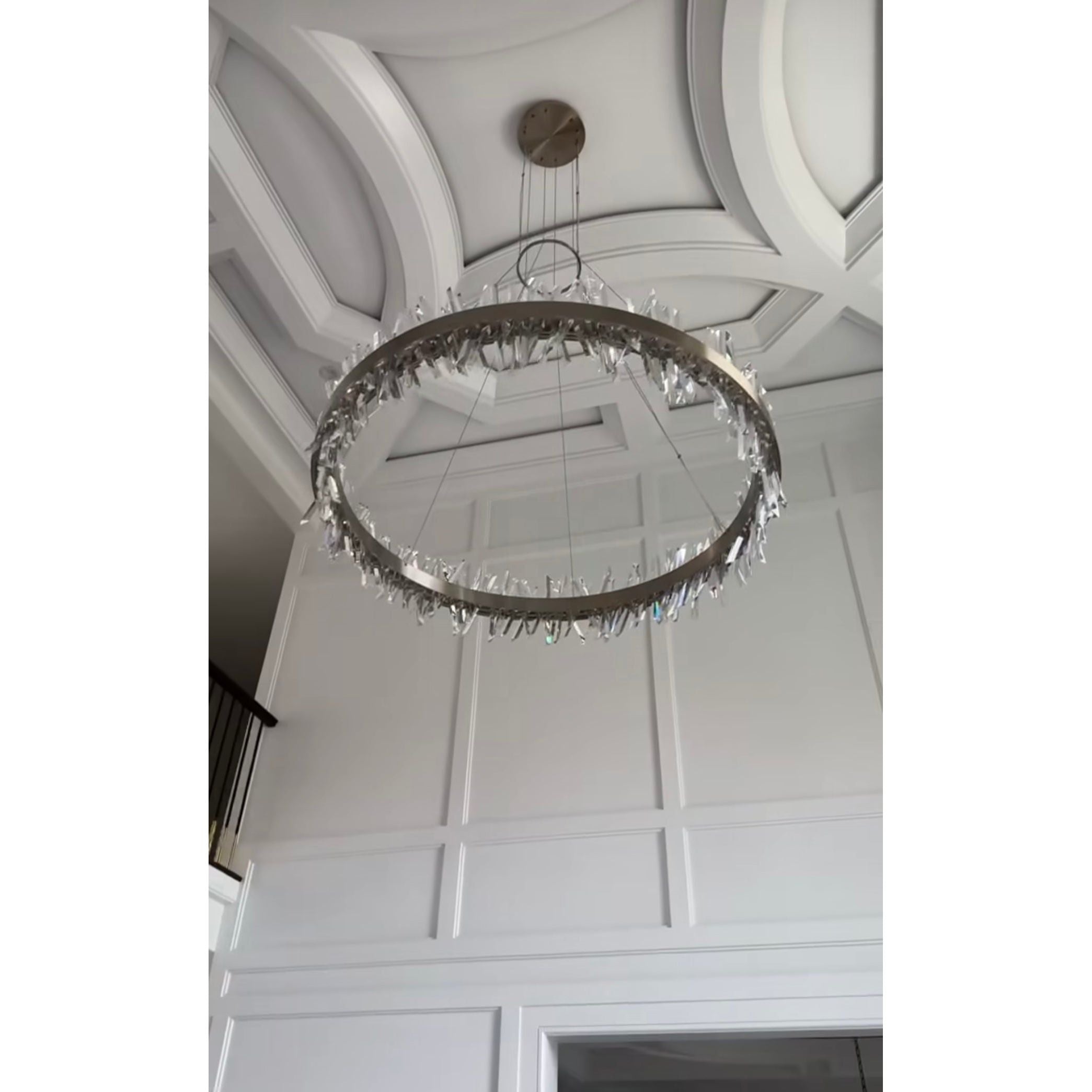 40" Glacius Polished Chrome LED Crystal Pendant Light - Italian Concept