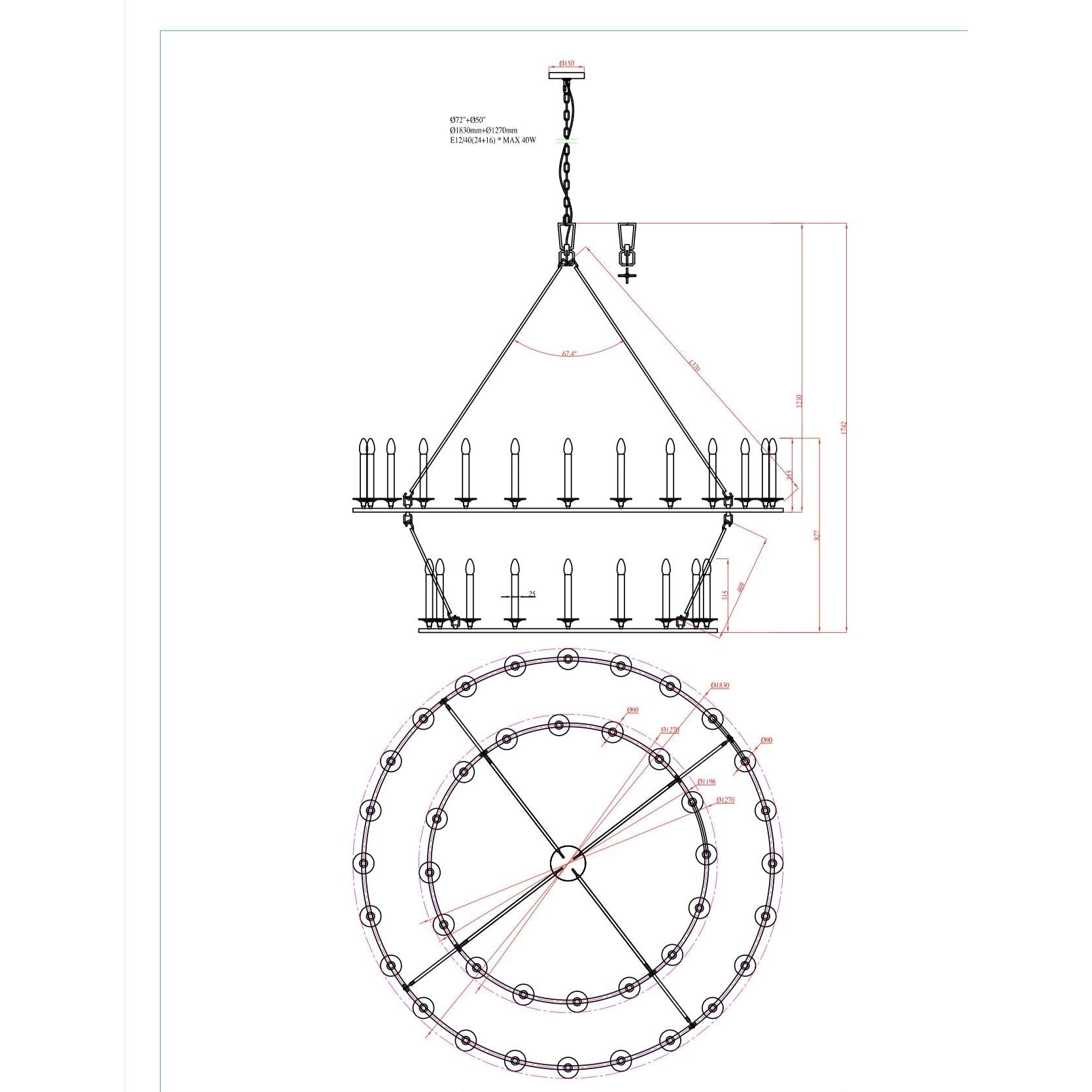 Wineyard Wheel Barrel Round 2-Tier Chandelier