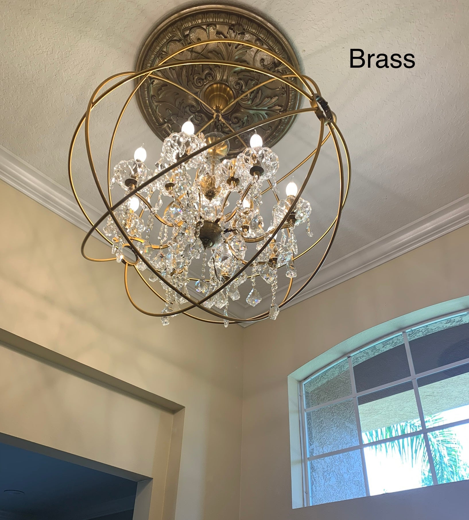 Lacquered Brass MN Iron Orb Crystal Chandelier - Italian Concept