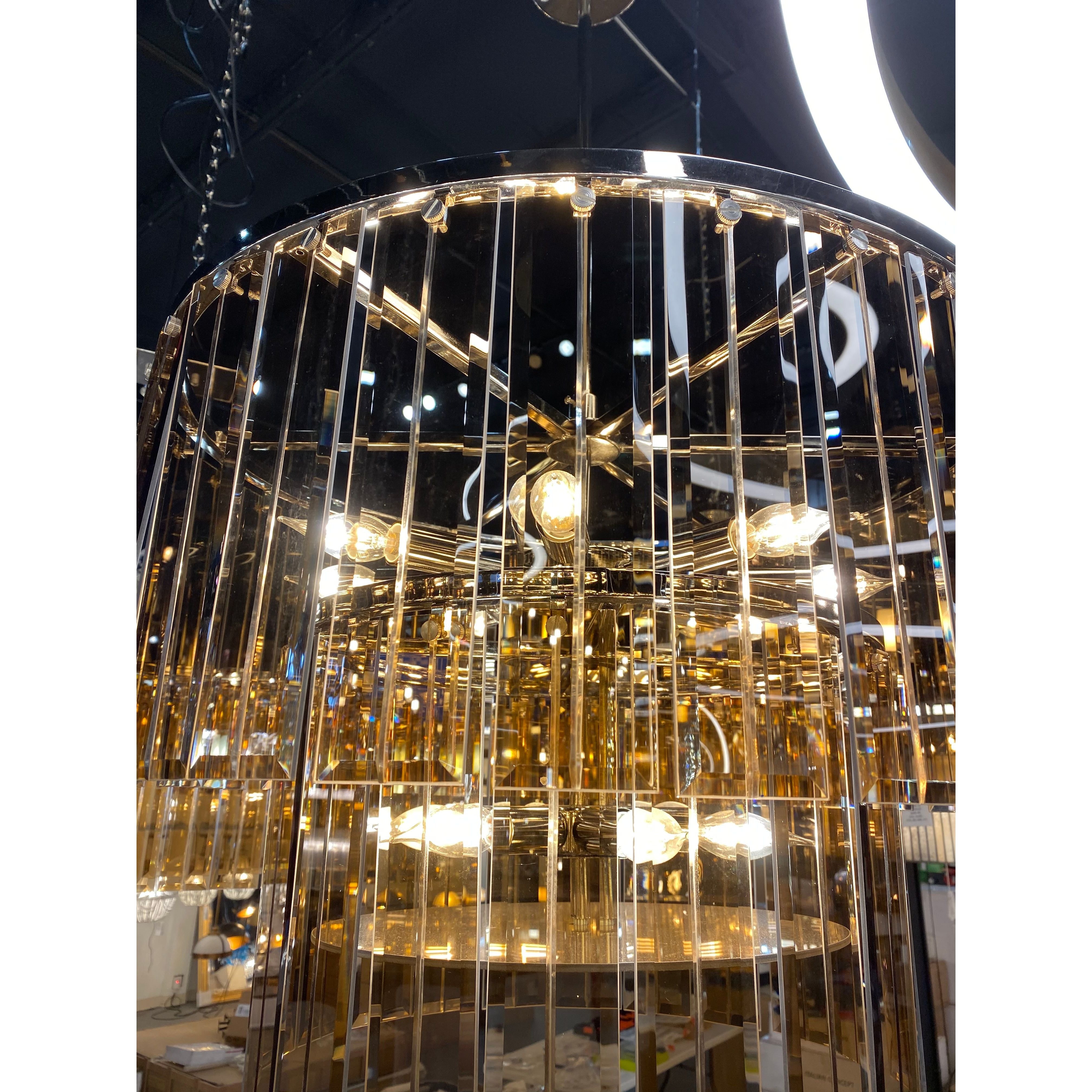 36"W Charette Odeon Linear Amber Crystal Chandelier