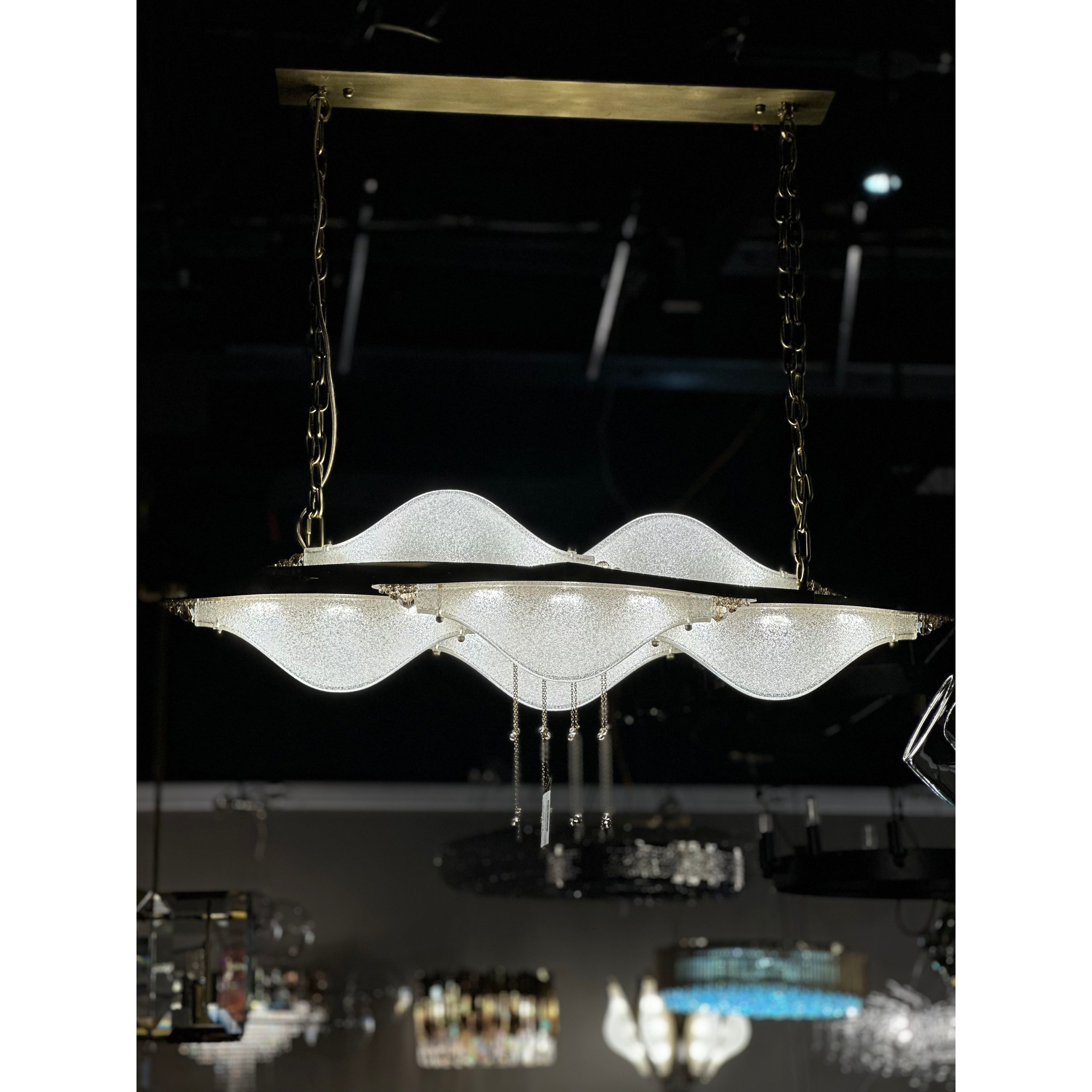 Aria Linear Crystal Murano Flushmount Chandelier - Italian Concept