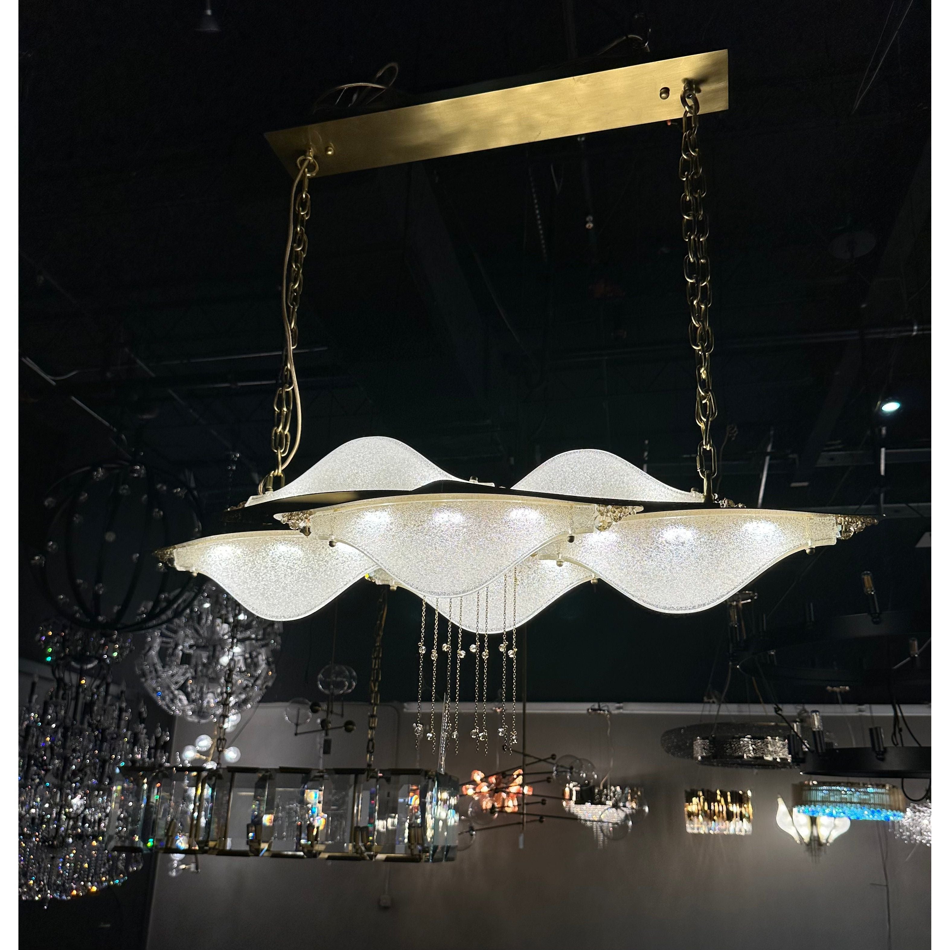 Aria Linear Crystal Murano Flushmount Chandelier - Italian Concept