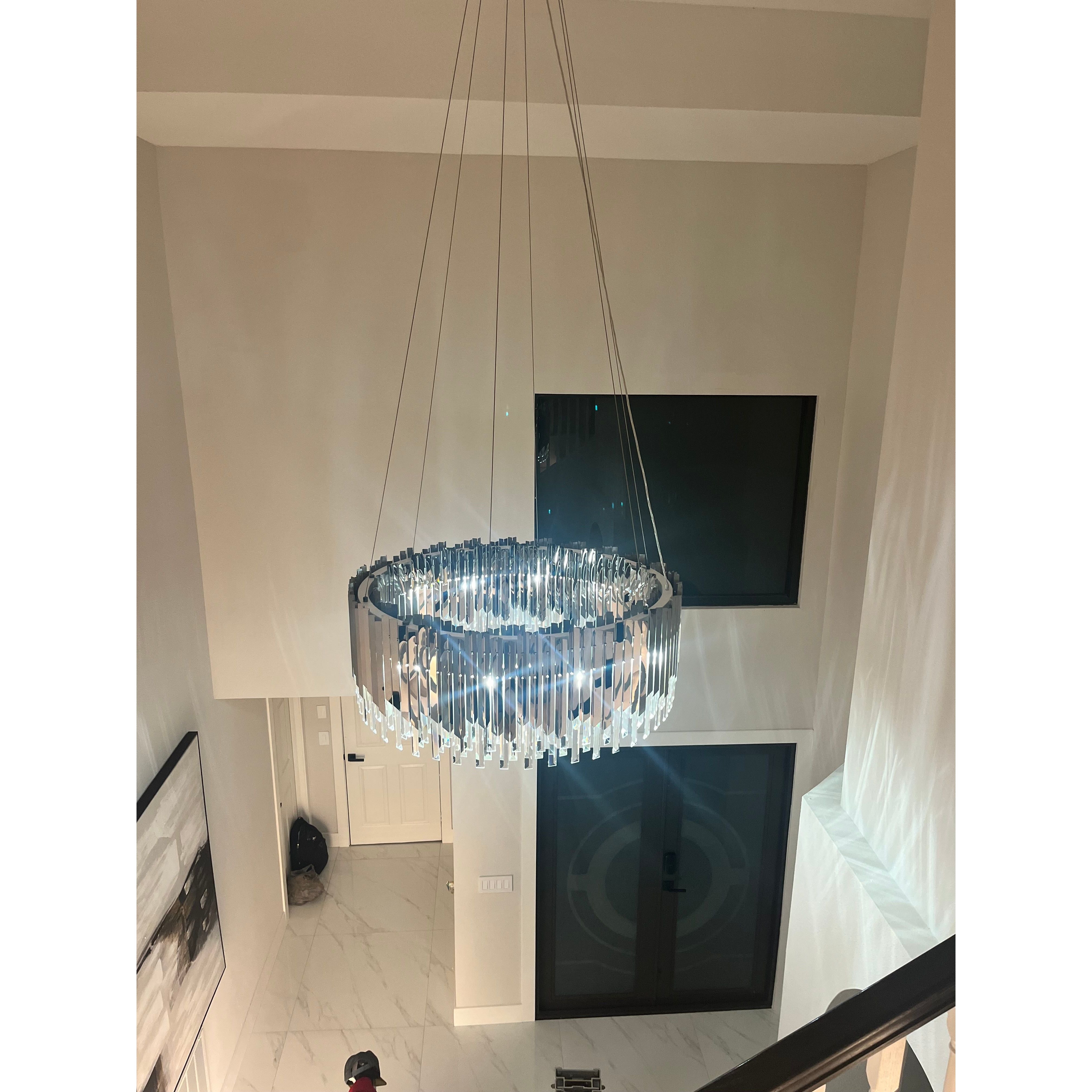 Arrows Steel Crystal Chandelier Round - Italian Concept