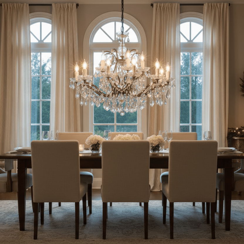 Maria Theresa Crystal Chandelier - Luxury Dining Room Setting