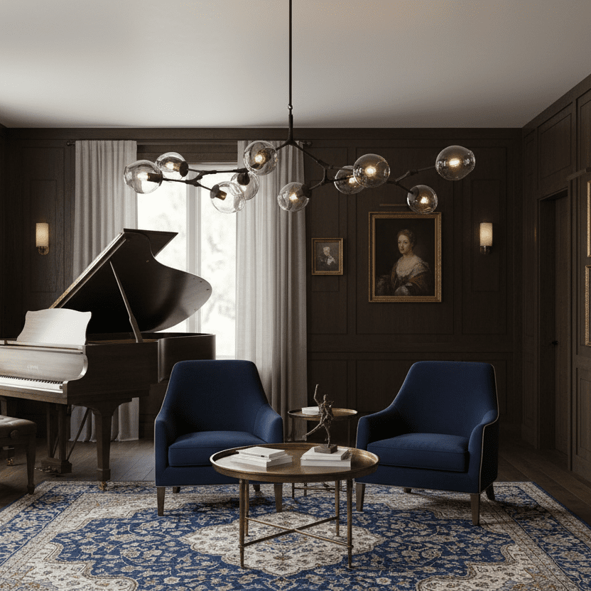 Matte Black with Smoke Glass in Music Room