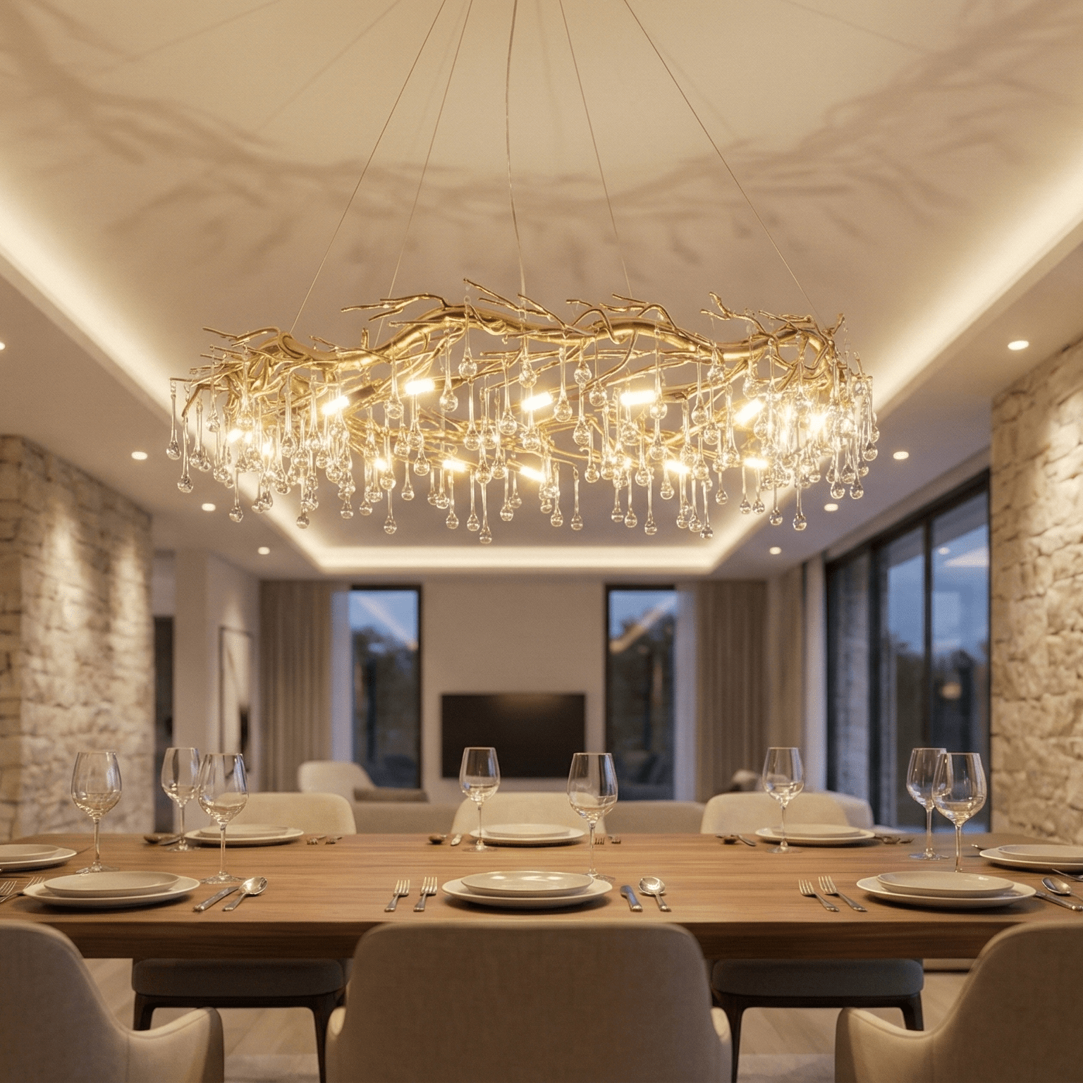 Livio Halo Branching Round Teardrop Chandelier - Chandelier