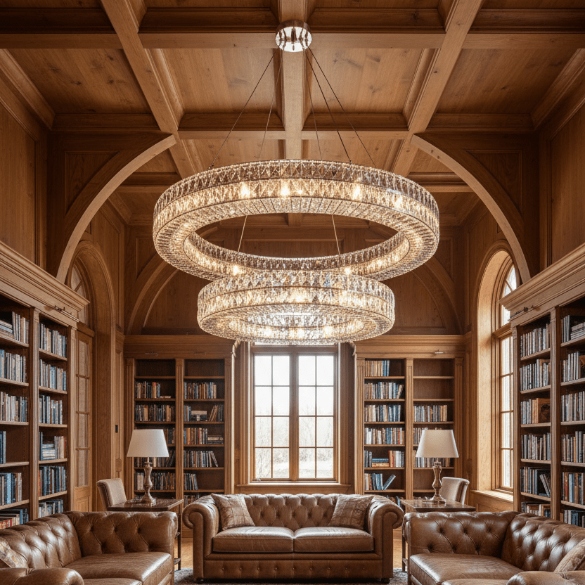 Thinner 118" Polished Nickel - Vaulted Coffered Library