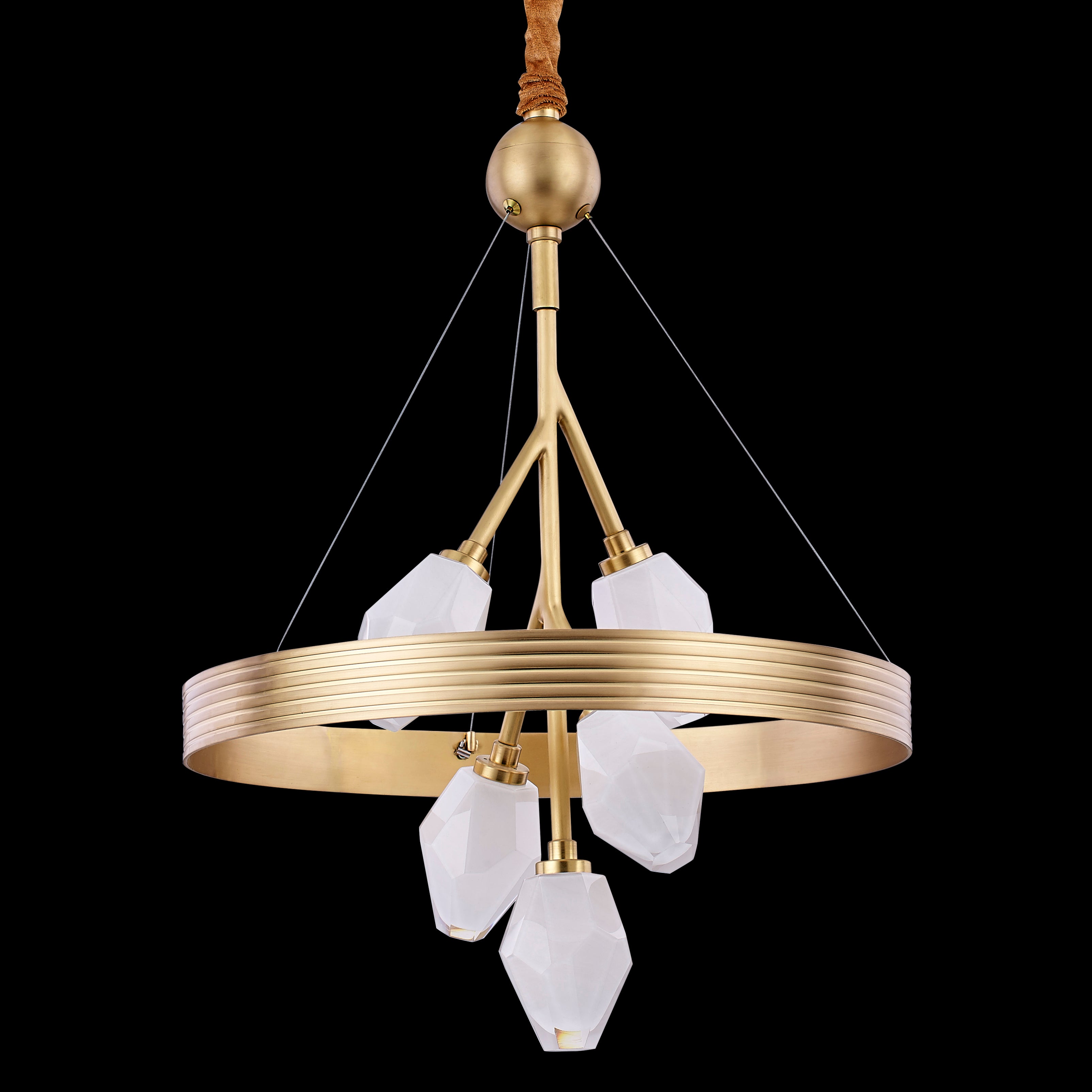 Alessi Round Brass Ring Flower Chandelier - Italian Concept - 