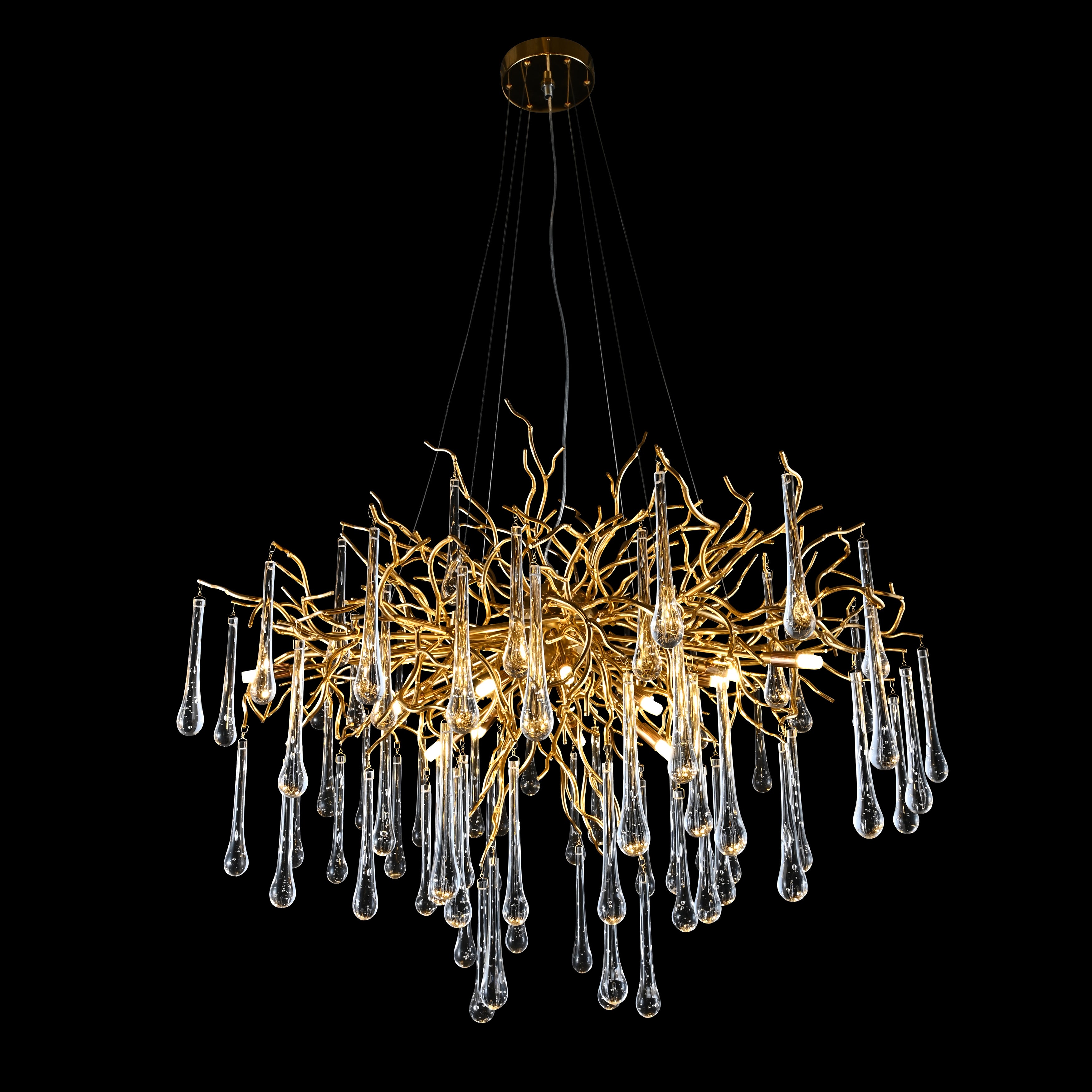 Georgina Branching Brass Round Teardrop Chandelier - Italian Concept - 