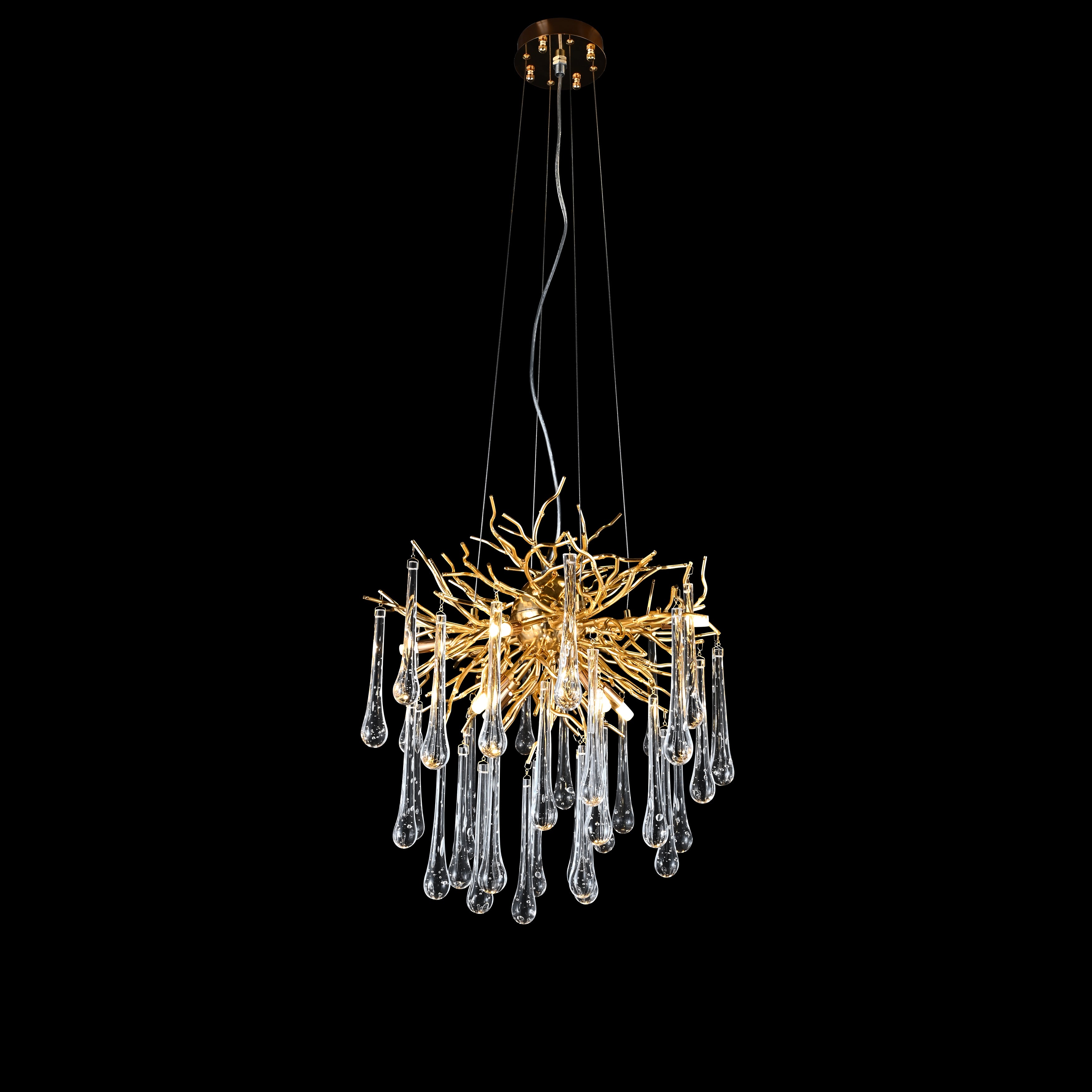 Georgina Branching Brass Round Teardrop Chandelier - Italian Concept - 