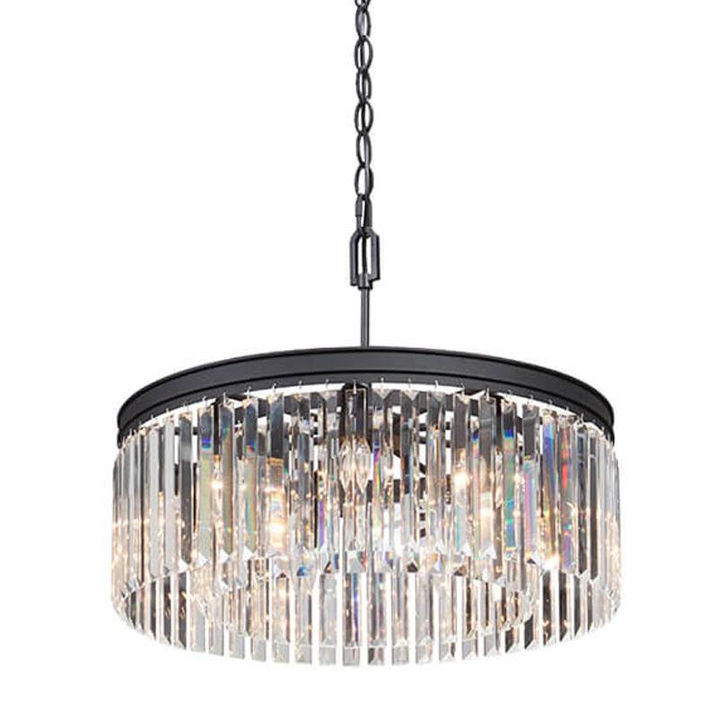 Odeon 1-Tier Round Fringe Crystal Prism Chandelier - Italian Concept - 