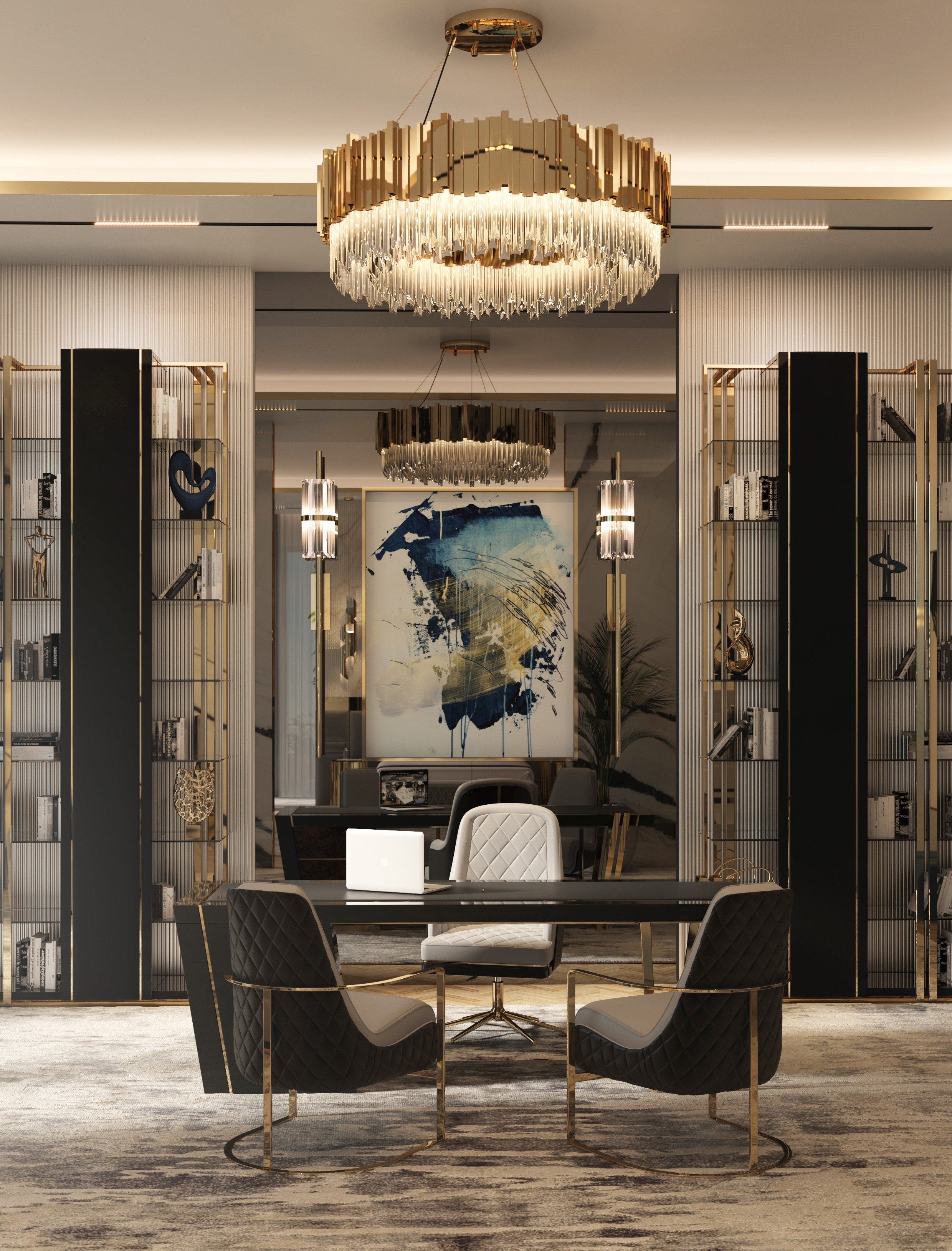 Colonnade 2-Tier Round Crystal Chandelier - Italian Concept - 