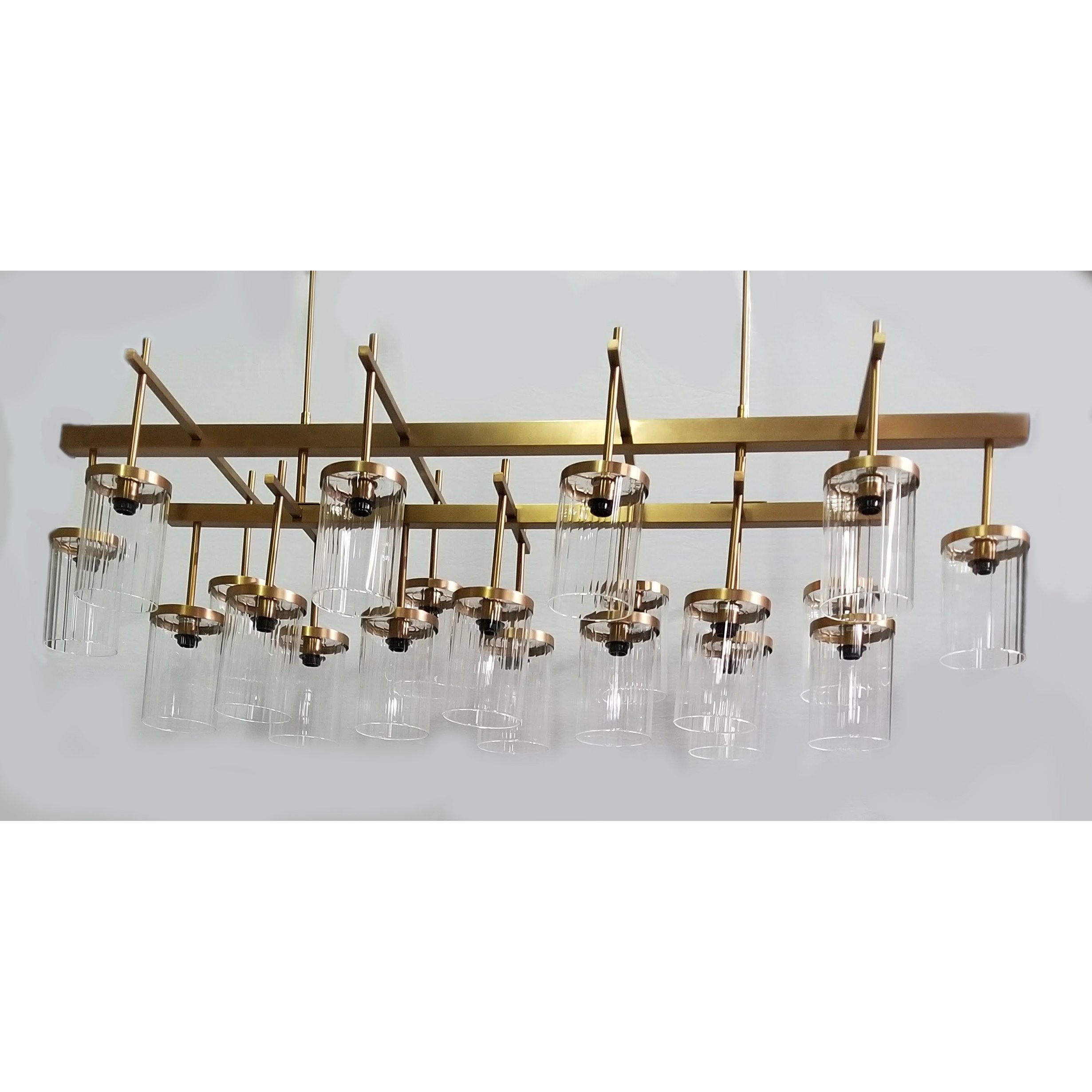 Brass 61" Linear Rectangular Chandelier - Italian Concept