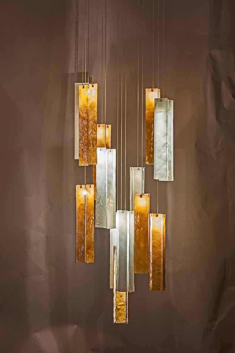 Rain Rectangular Cluster Glass tile Pendant Chandelier - Italian Concept - Size