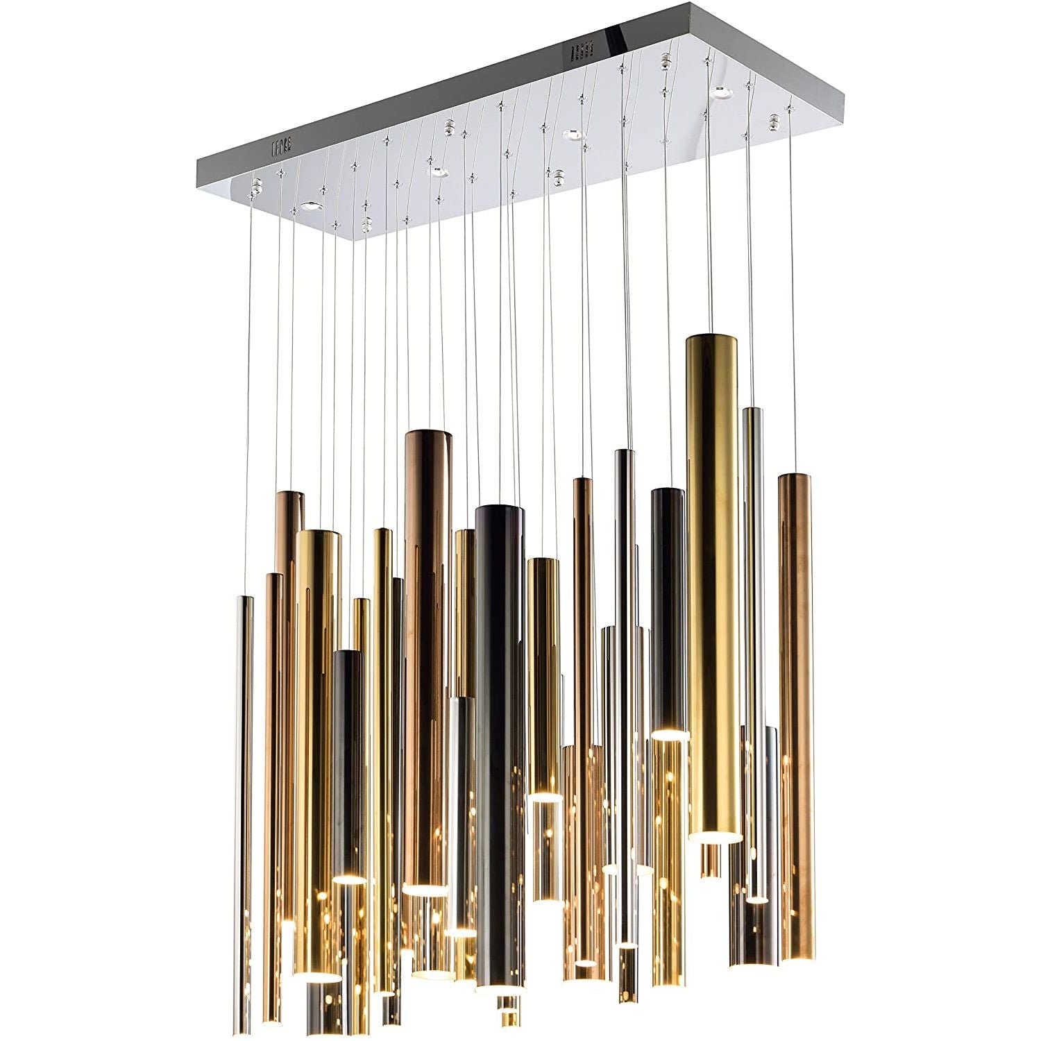 Bellini Rectangular Two-Tone Tubular Pendant Light Chandelier - Italian Concept - 