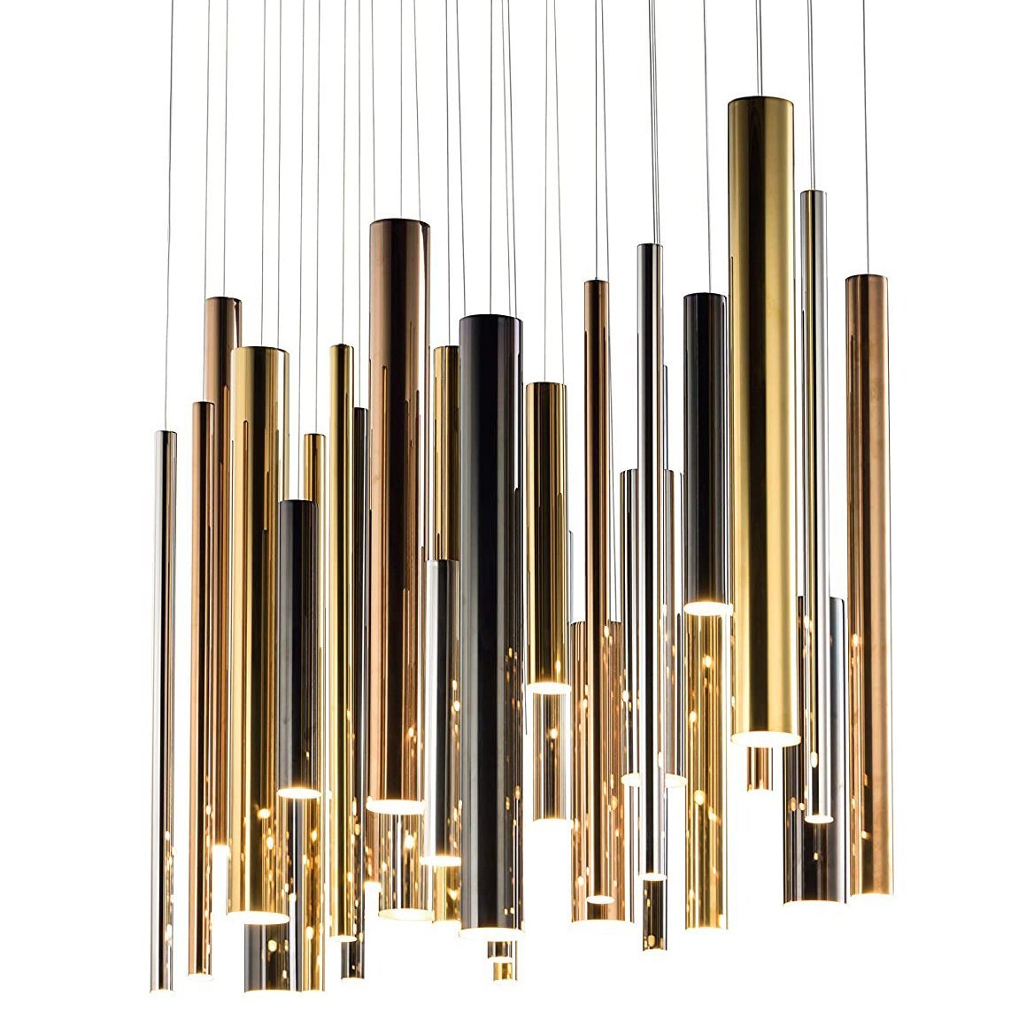 Bellini Rectangular Two-Tone Tubular Pendant Light Chandelier - Italian Concept - 