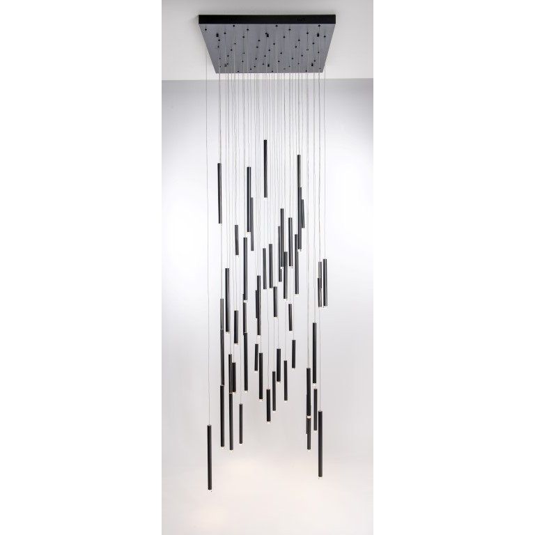 Bellini Square Tri-Tone Tubular Pendant Light Chandelier - Italian Concept - 