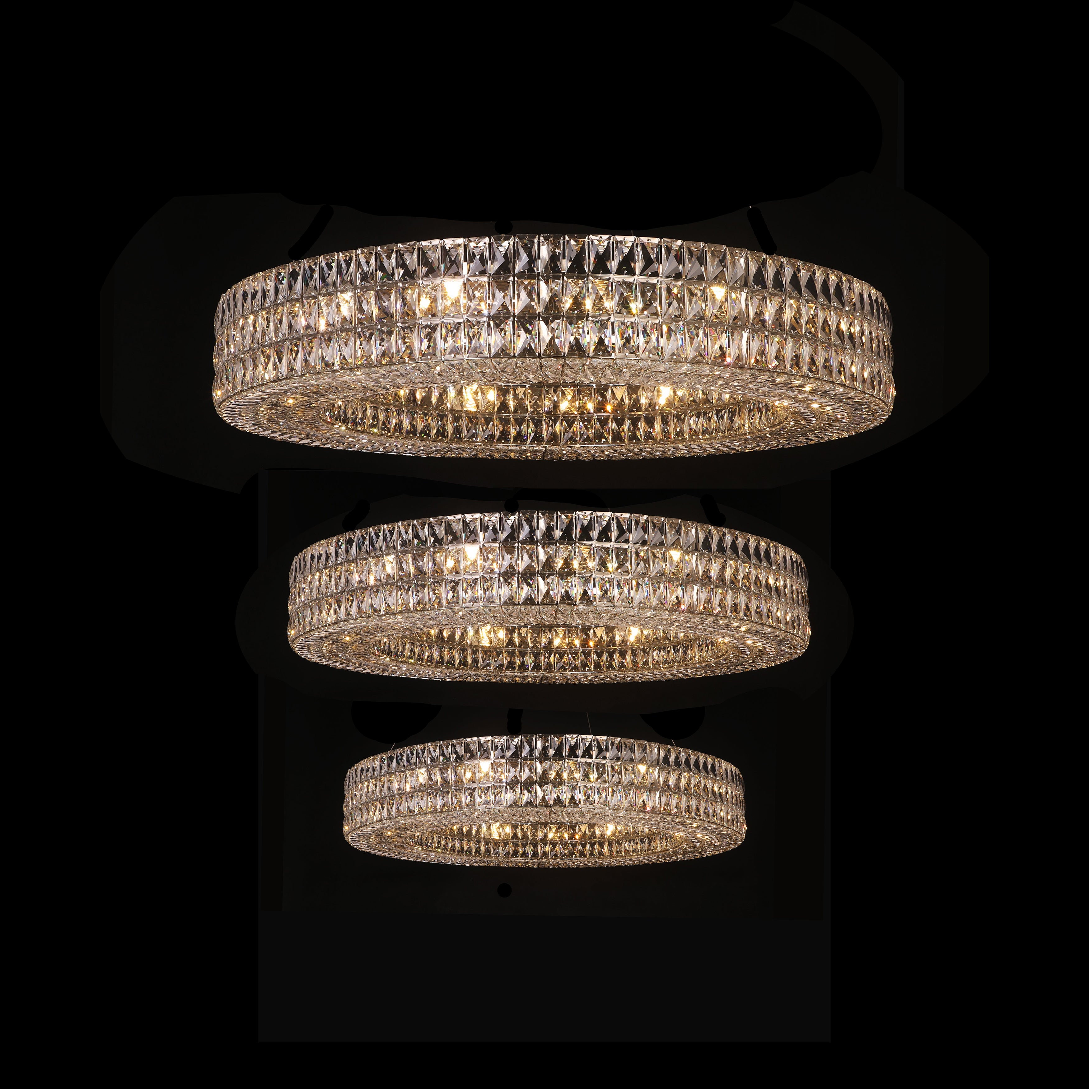 Mia Round Crystal Multi-Ring Chandelier - Italian Concept - Size