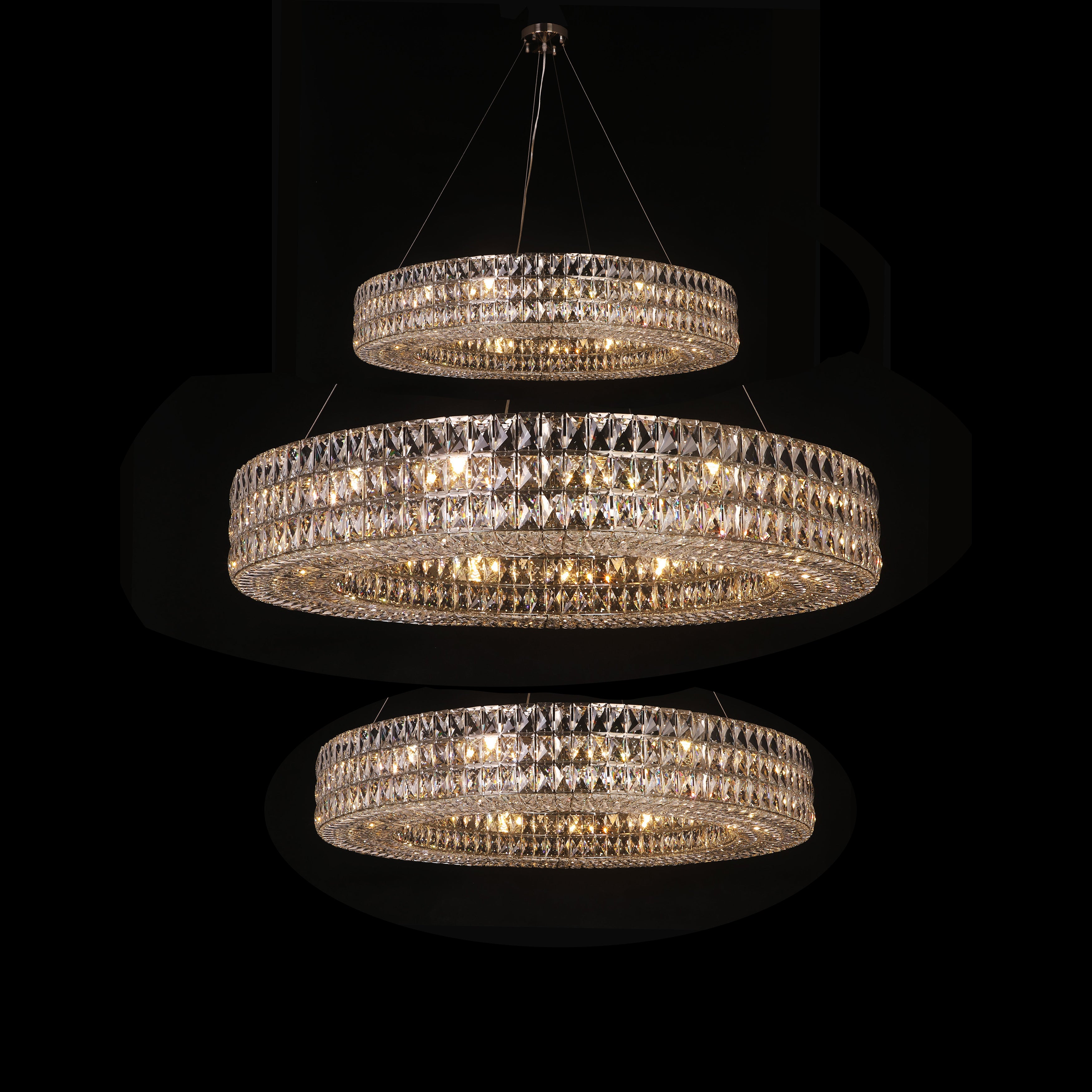 Mia Round Crystal Multi-Ring Chandelier - Italian Concept - Size