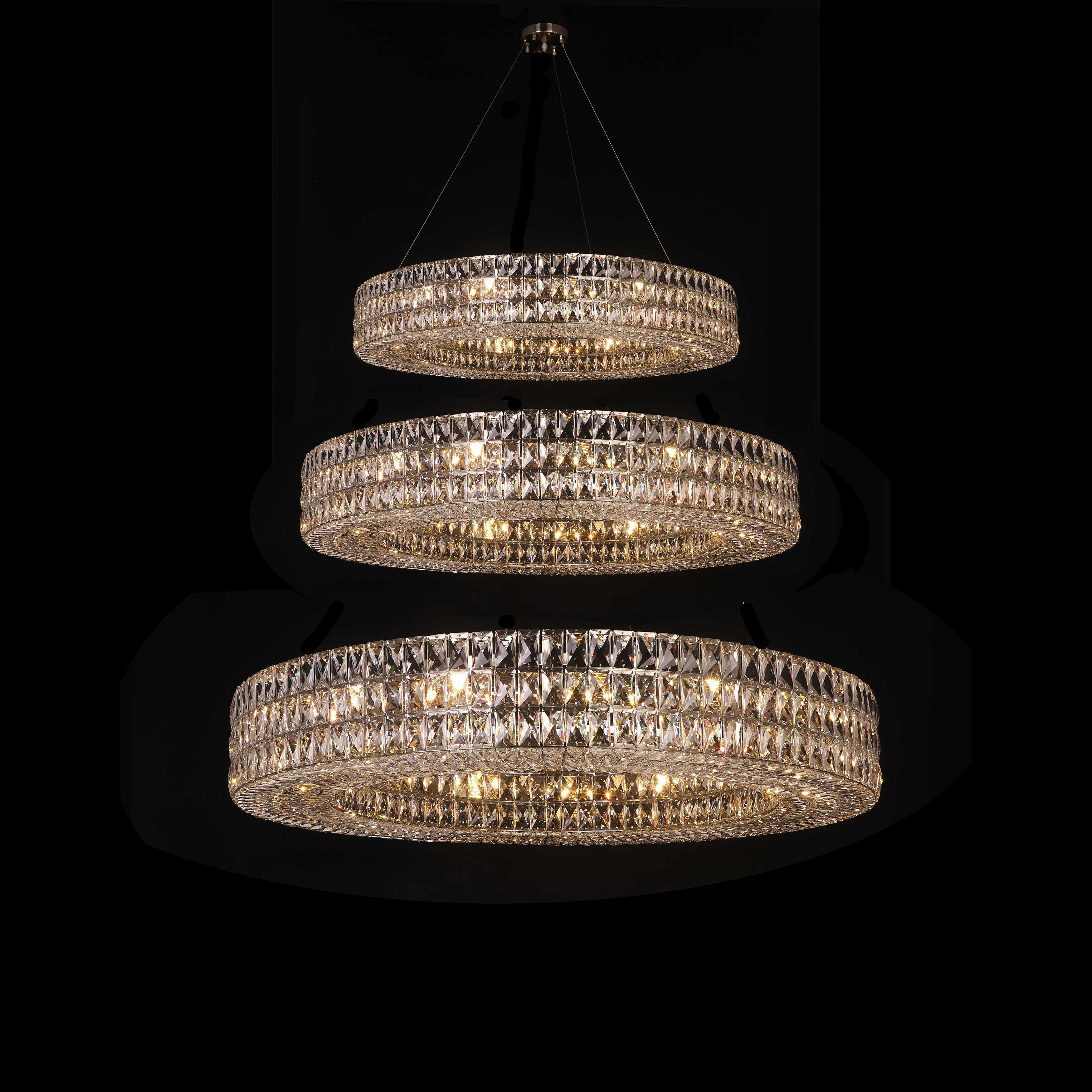 Mia Round Crystal Multi-Ring Chandelier - Italian Concept - Size