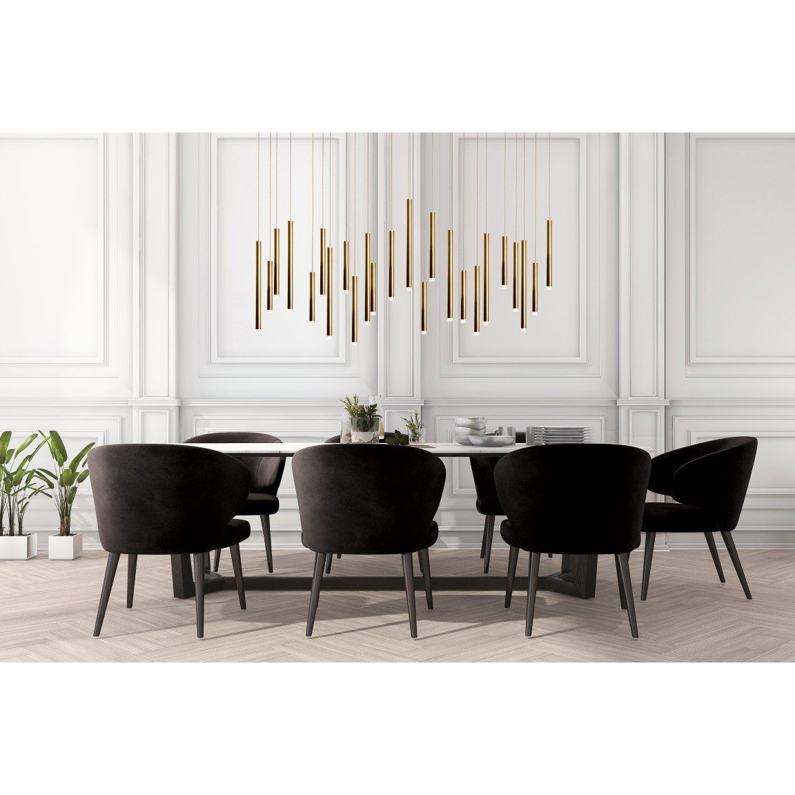 Bellini Rectangular Two-Tone Tubular Pendant Light Chandelier - Italian Concept - 